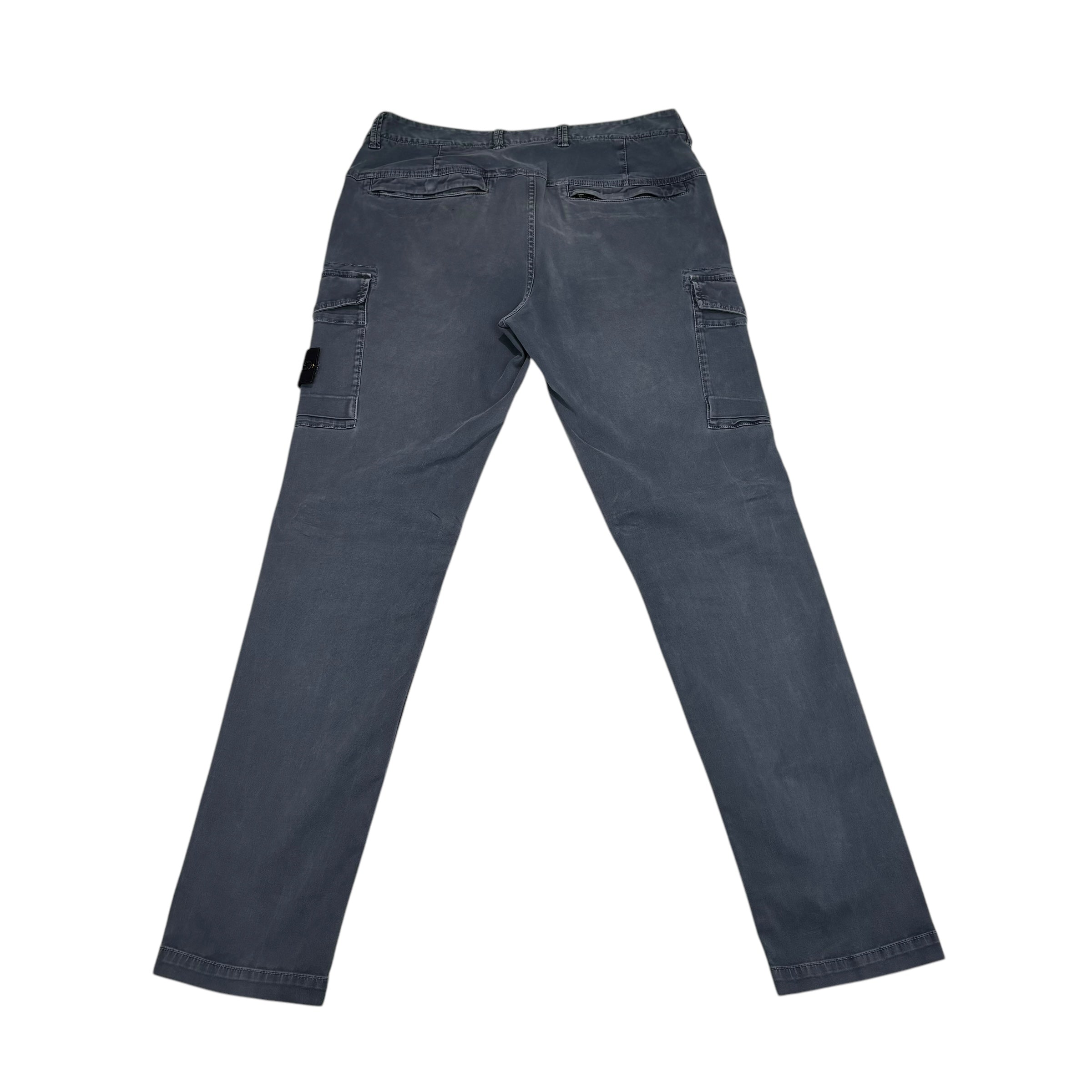 Stone Island Blue Brushed Cotton Button-Pocket Cargo Trousers