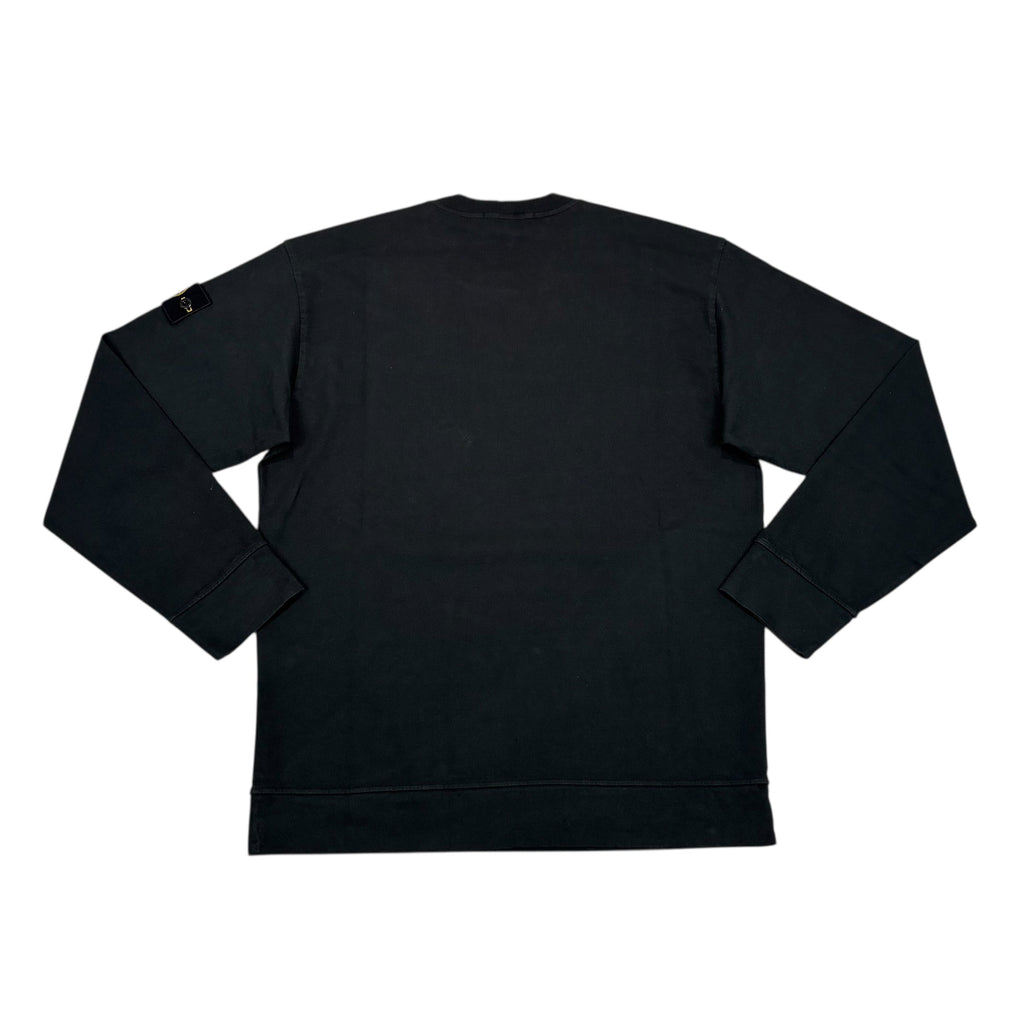 Stone Island Black Compass-Patch Crewneck Jumper