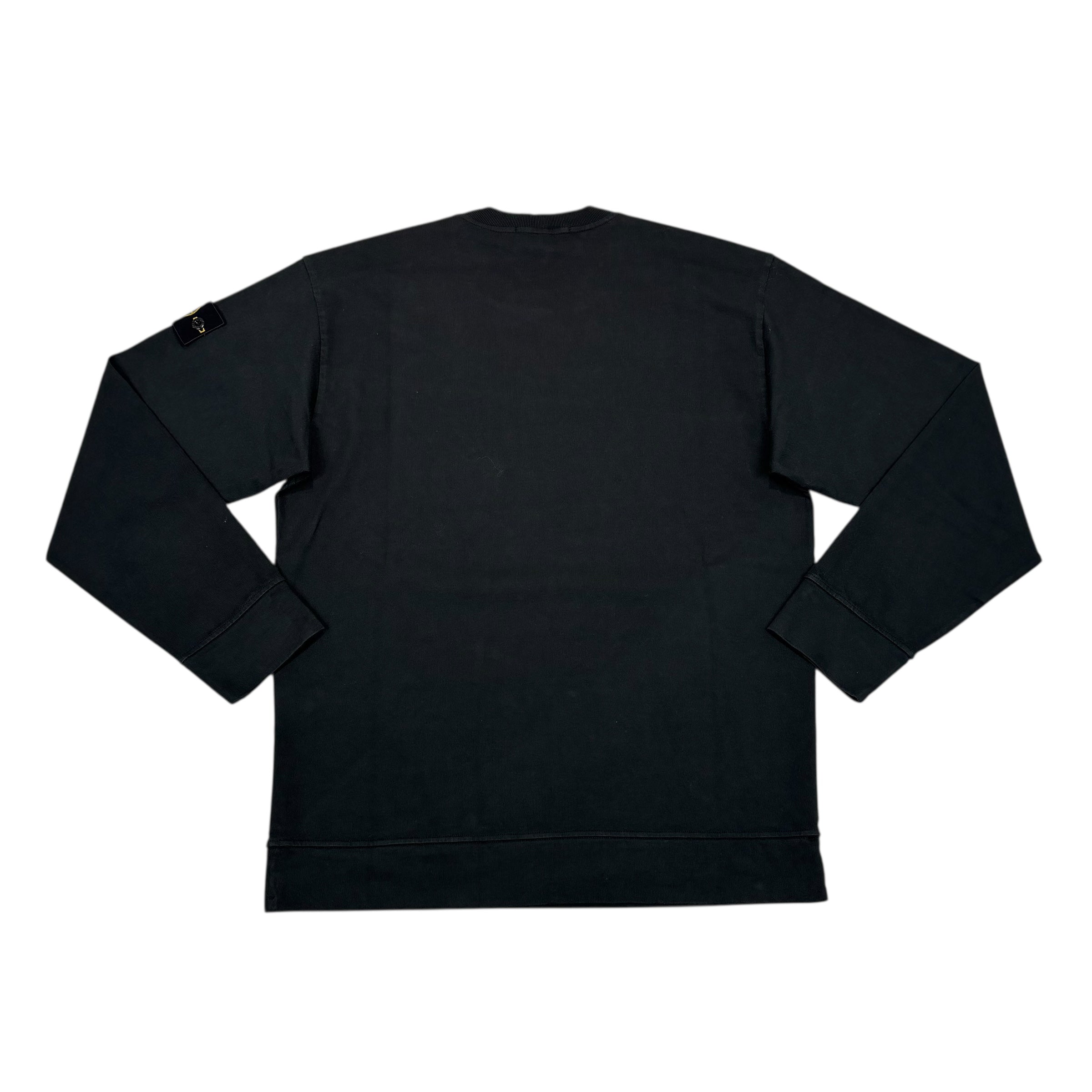 Stone Island Black Compass-Patch Crewneck Jumper