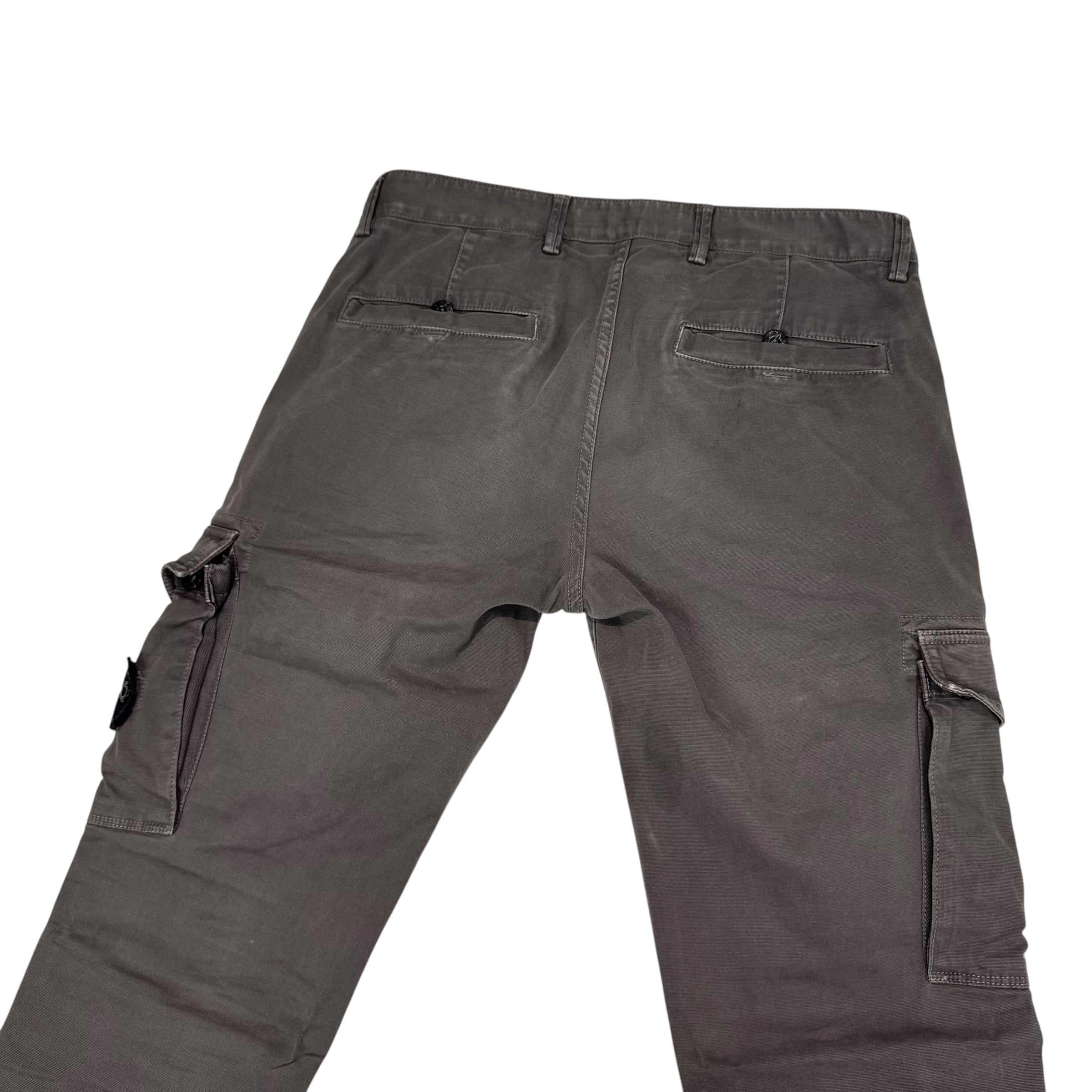 Stone Island Dark Green Brushed Cotton Cargo Trousers