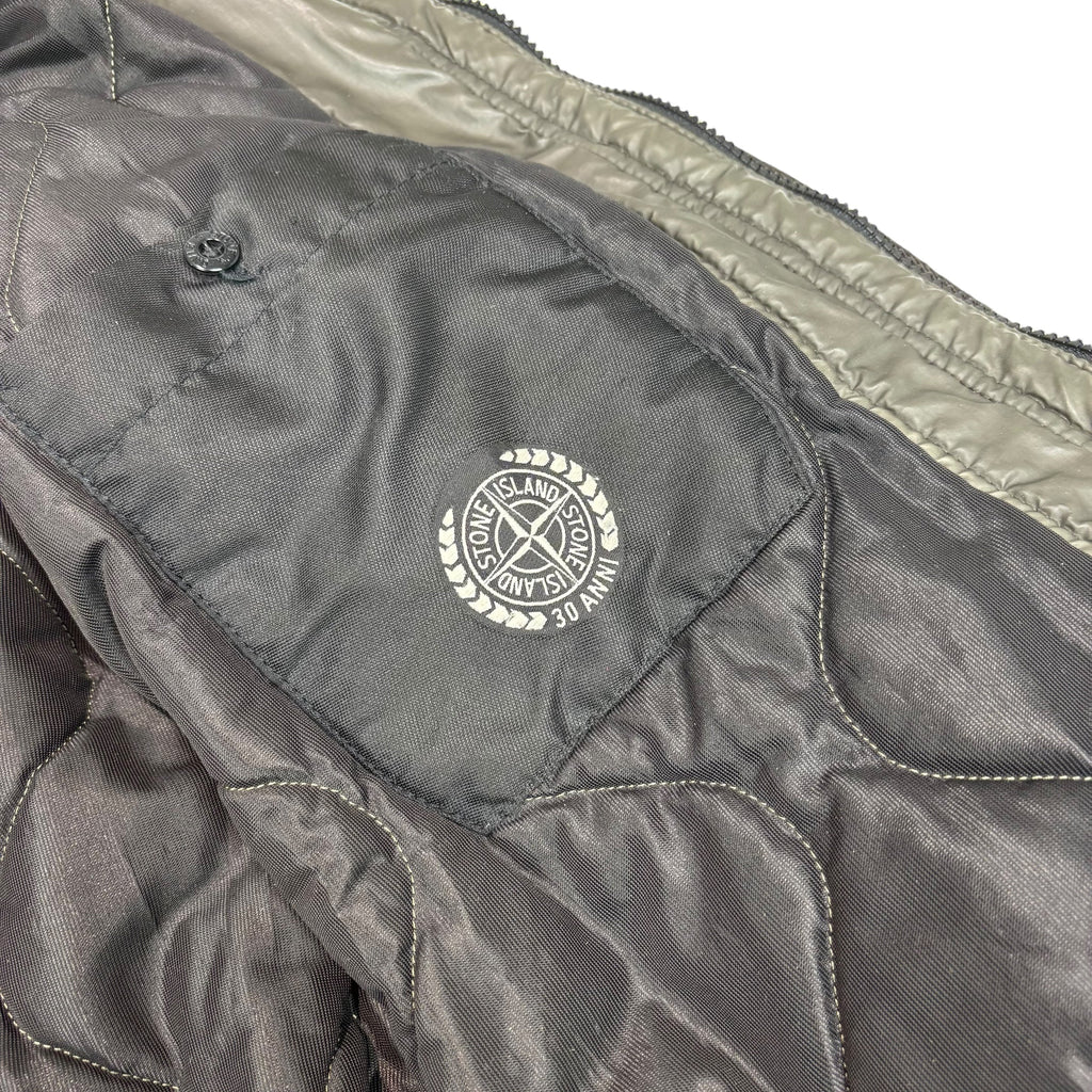 Stone Island Brown Mussola Gommata Compass Patch Long Line Jacket