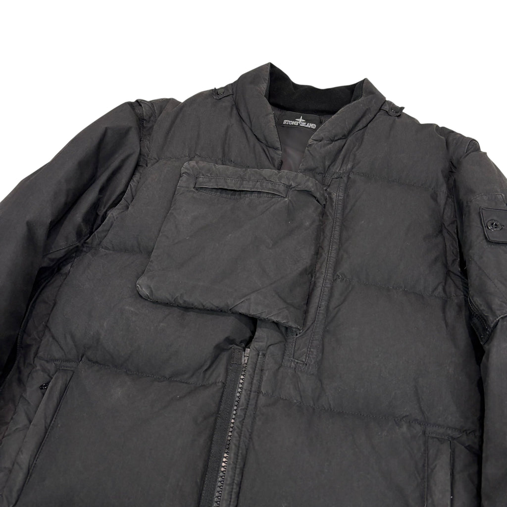 Stone Island Black Shadow Project  Compass-Patch with Removable Arms Cotton Nylon Poplin Down Jacket