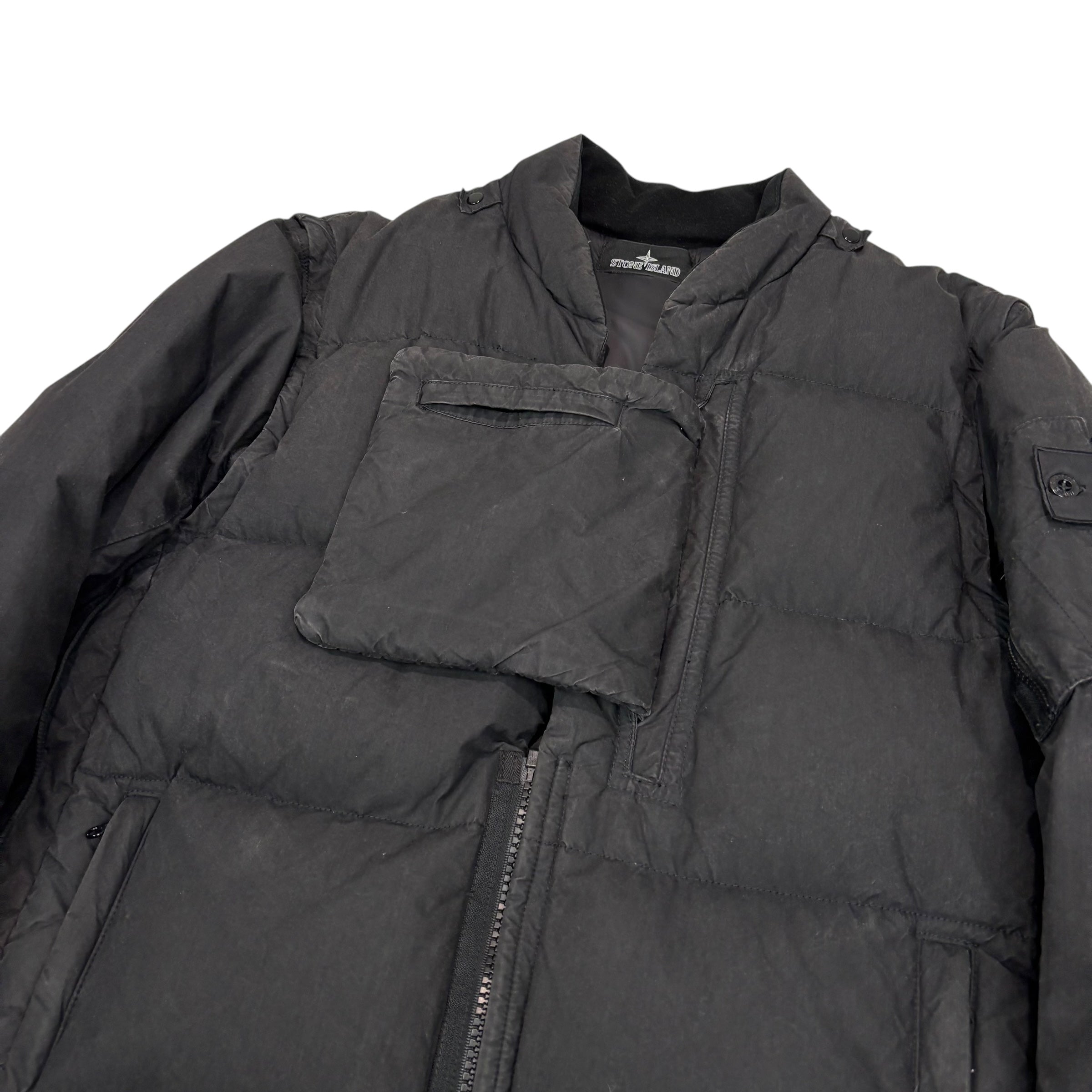 Stone Island Black Shadow Project  Compass-Patch with Removable Arms Cotton Nylon Poplin Down Jacket