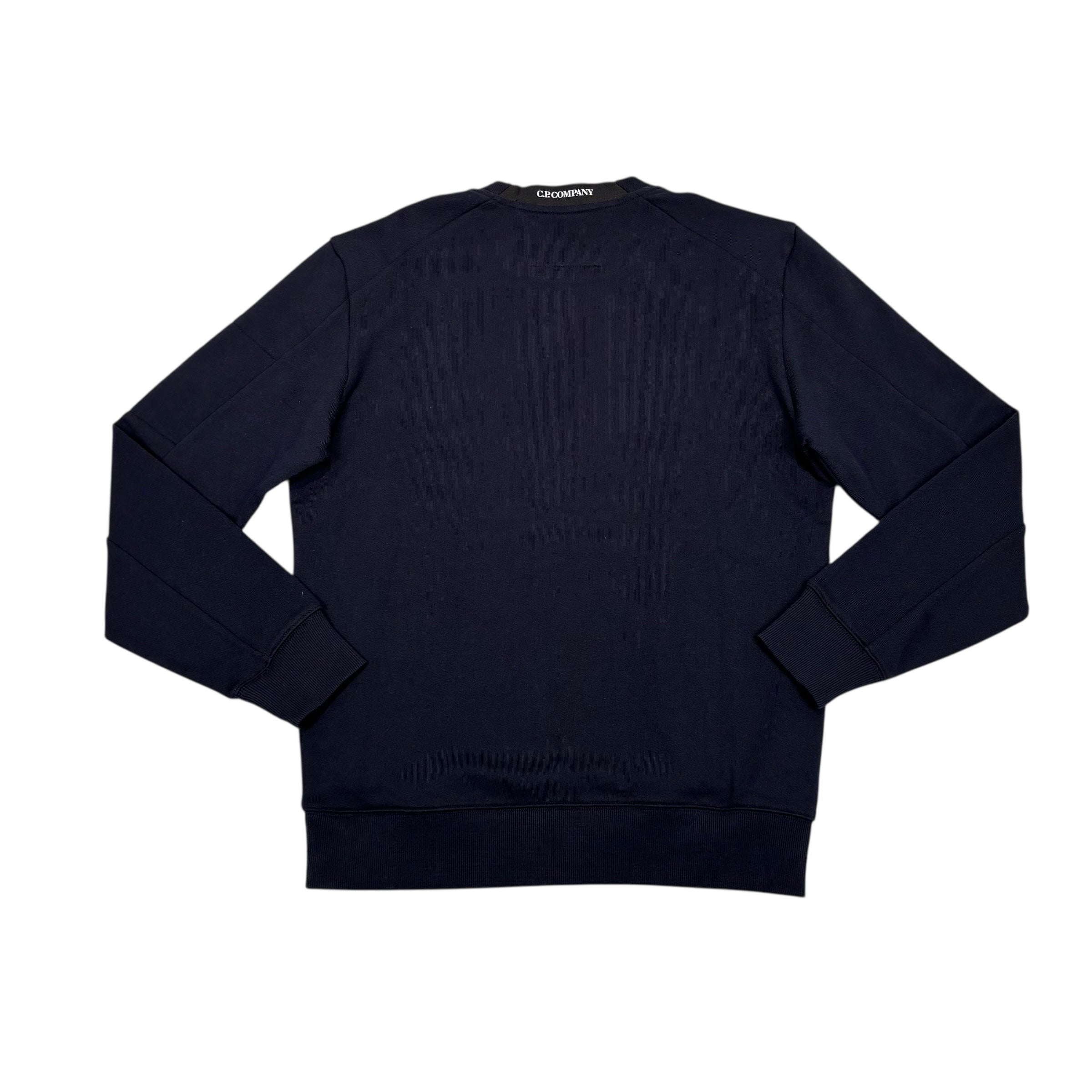 Cp Company Navy Blue Diagonal Fleece Single Goggle Crewneck Jumper