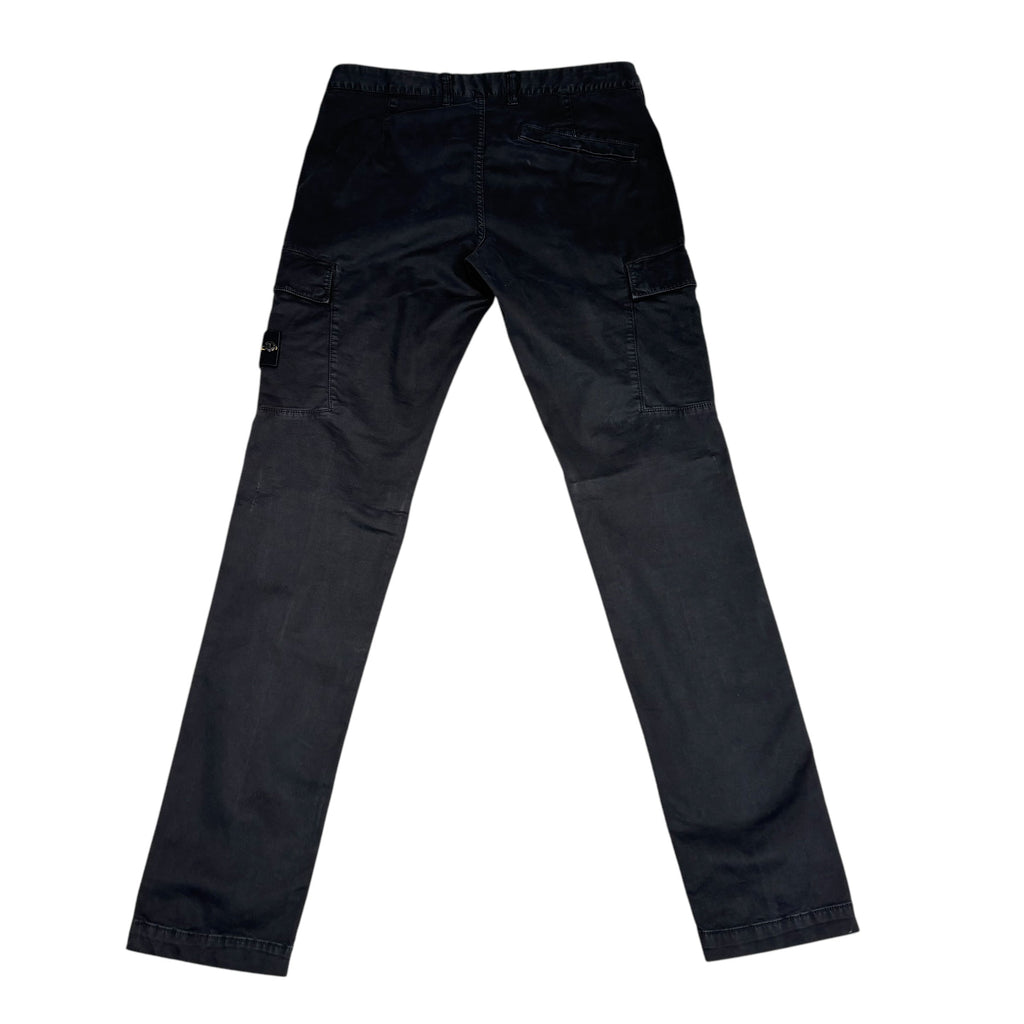 Stone Island Black Brushed Cotton Compass-Patch Cargo Trousers