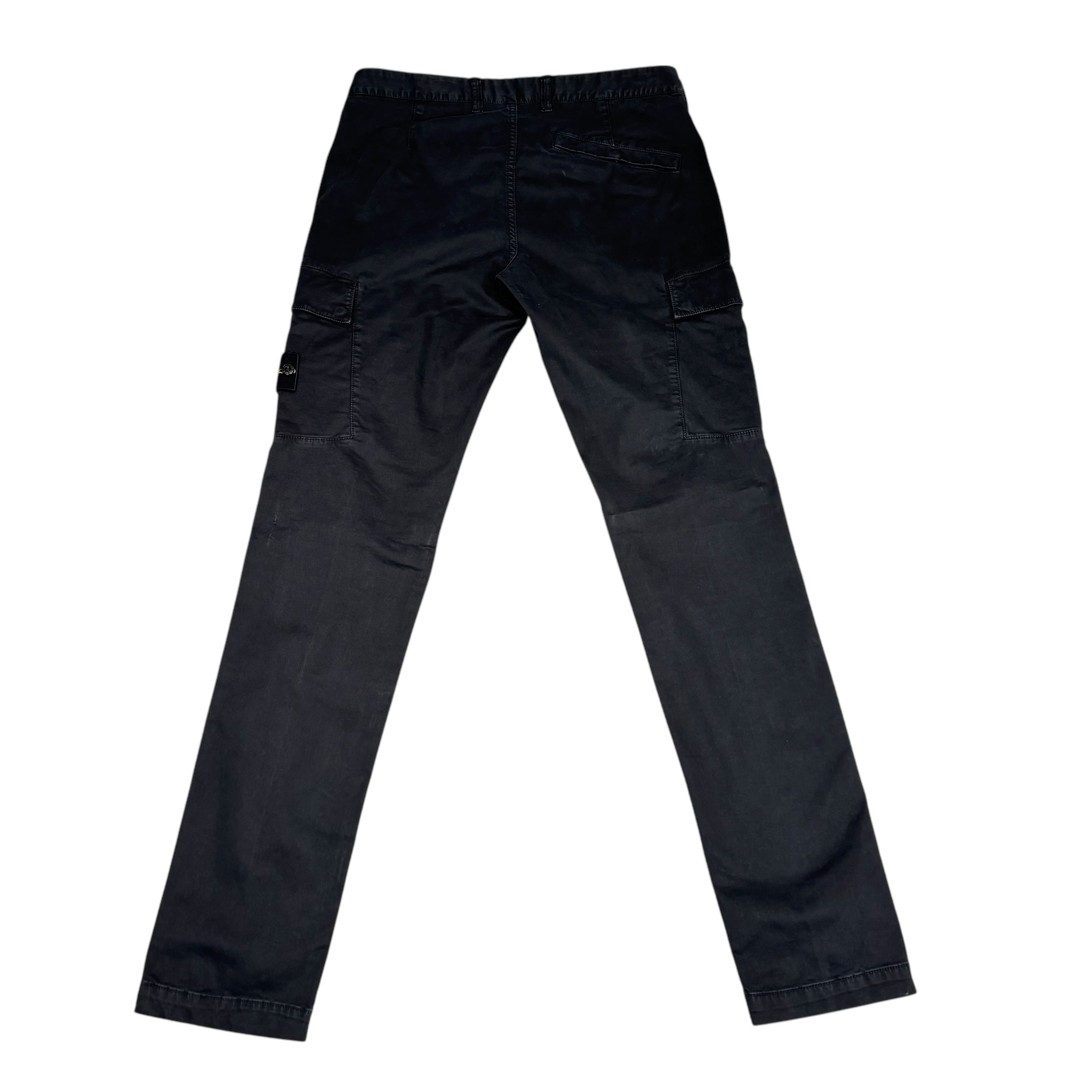 Stone Island Black Brushed Cotton Compass-Patch Cargo Trousers