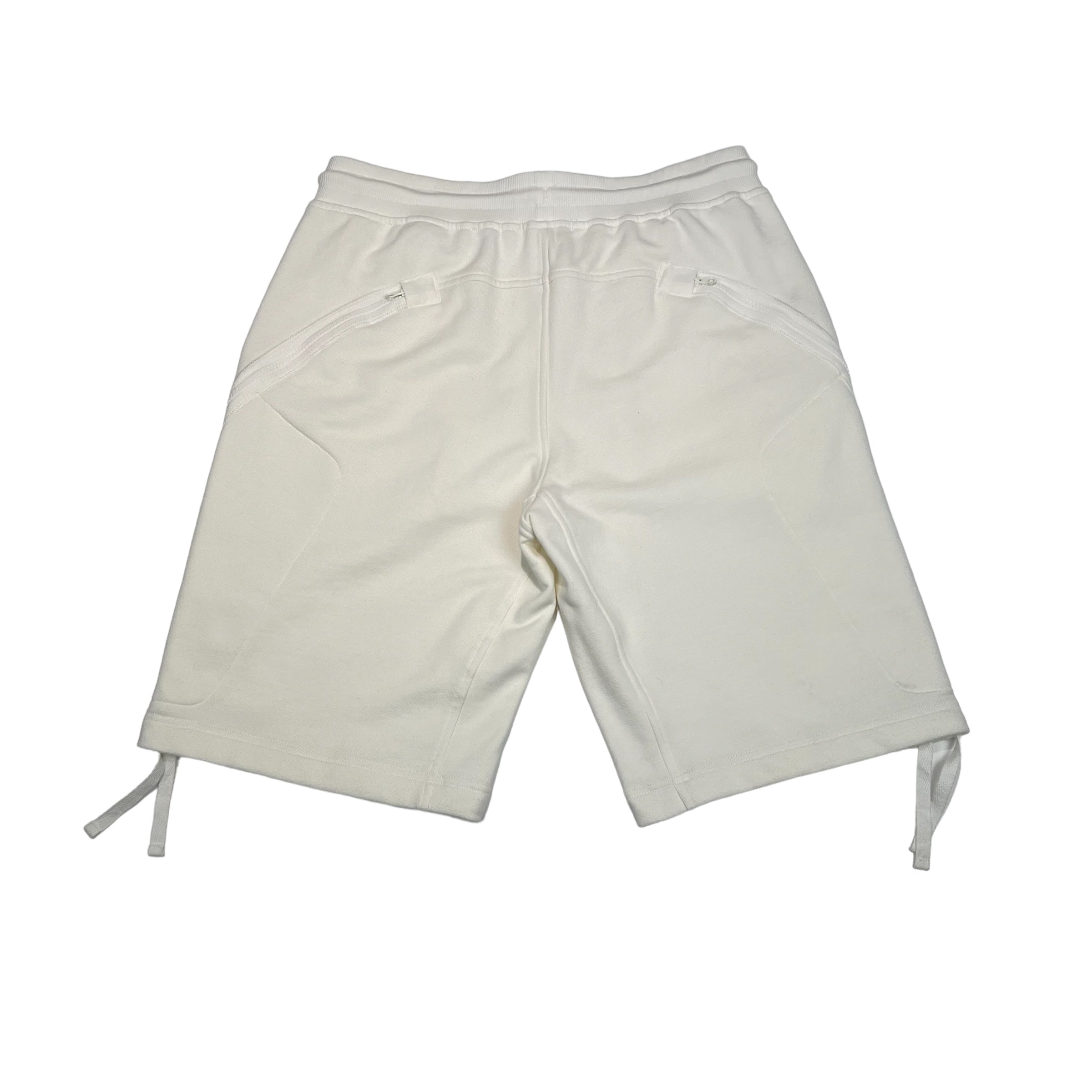 CP Company White Diagonal Raised Fleeced Zipped Pocket Shorts