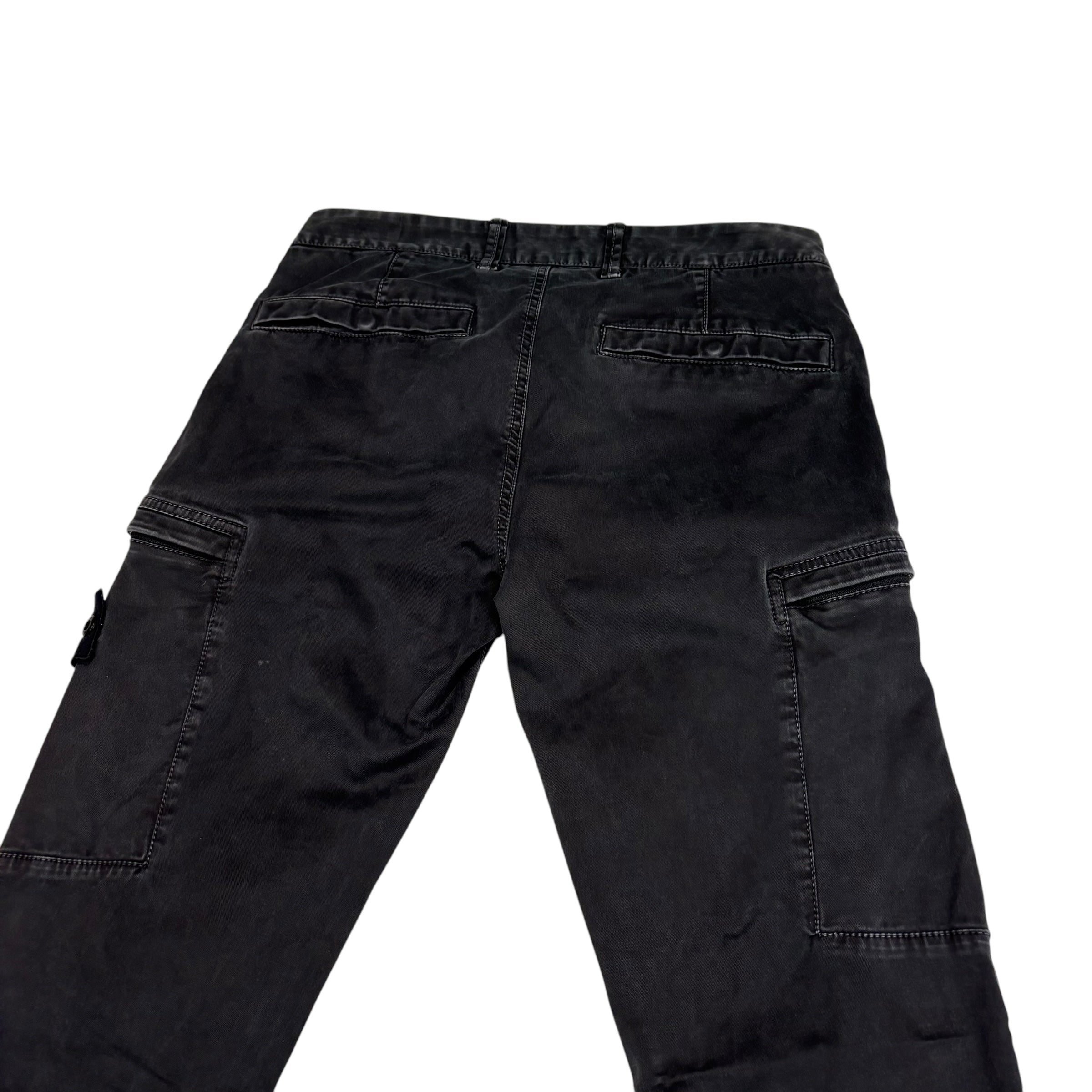 Stone Island Black Compass-Patch Cotton Cargo Trousers
