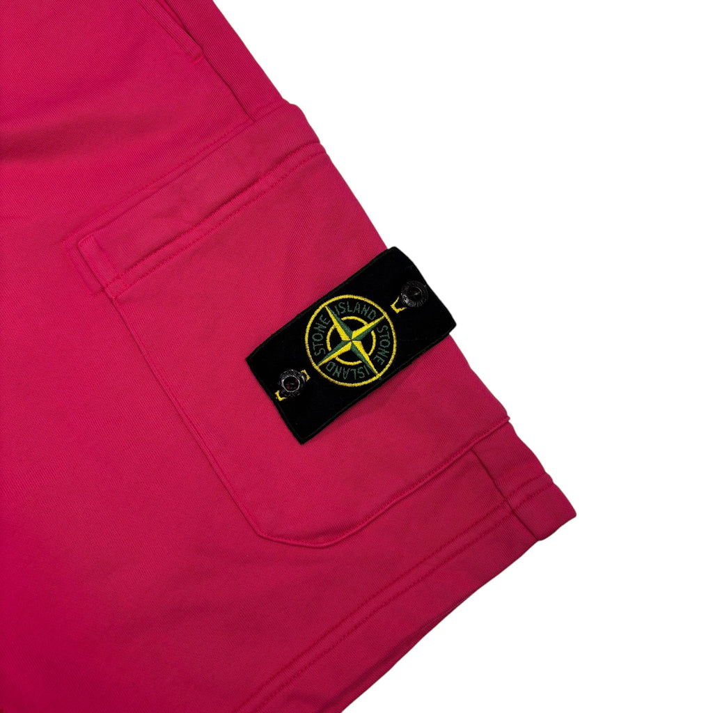 Stone Island Hot Pink Cotton Compass-Patch Shorts