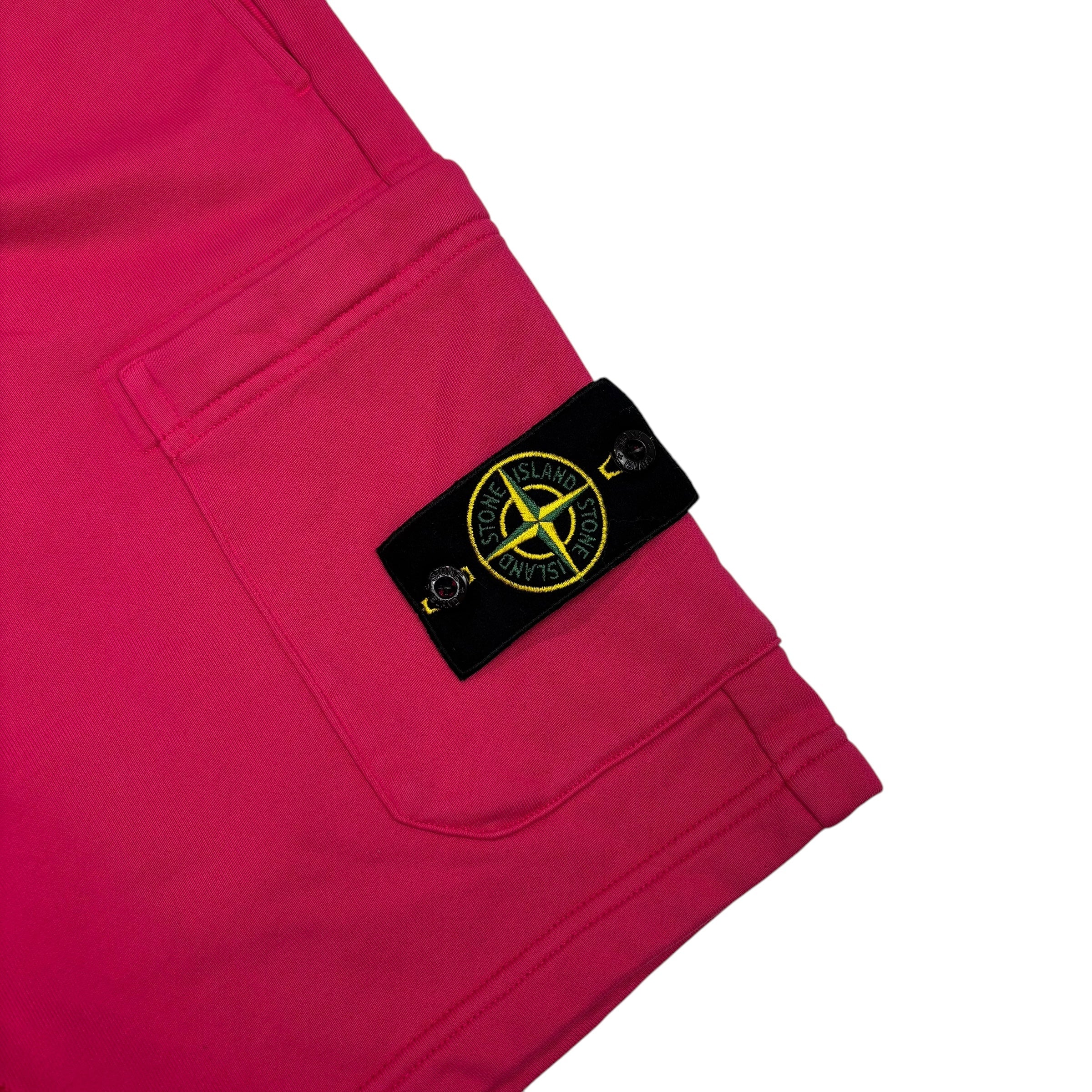 Stone Island Hot Pink Cotton Compass-Patch Shorts