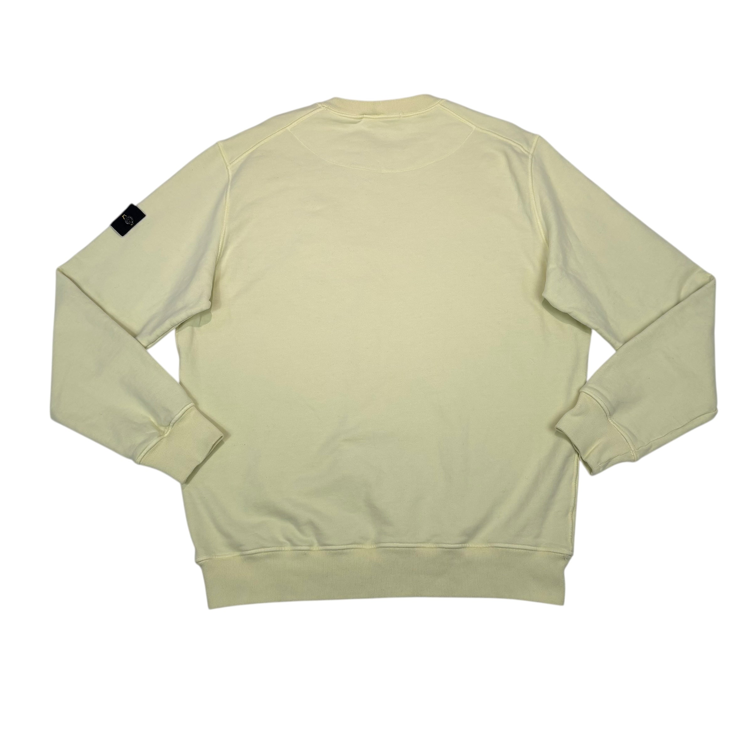 Stone Island Butter Yellow Compass-Patch Crew Neck Cotton Jumper