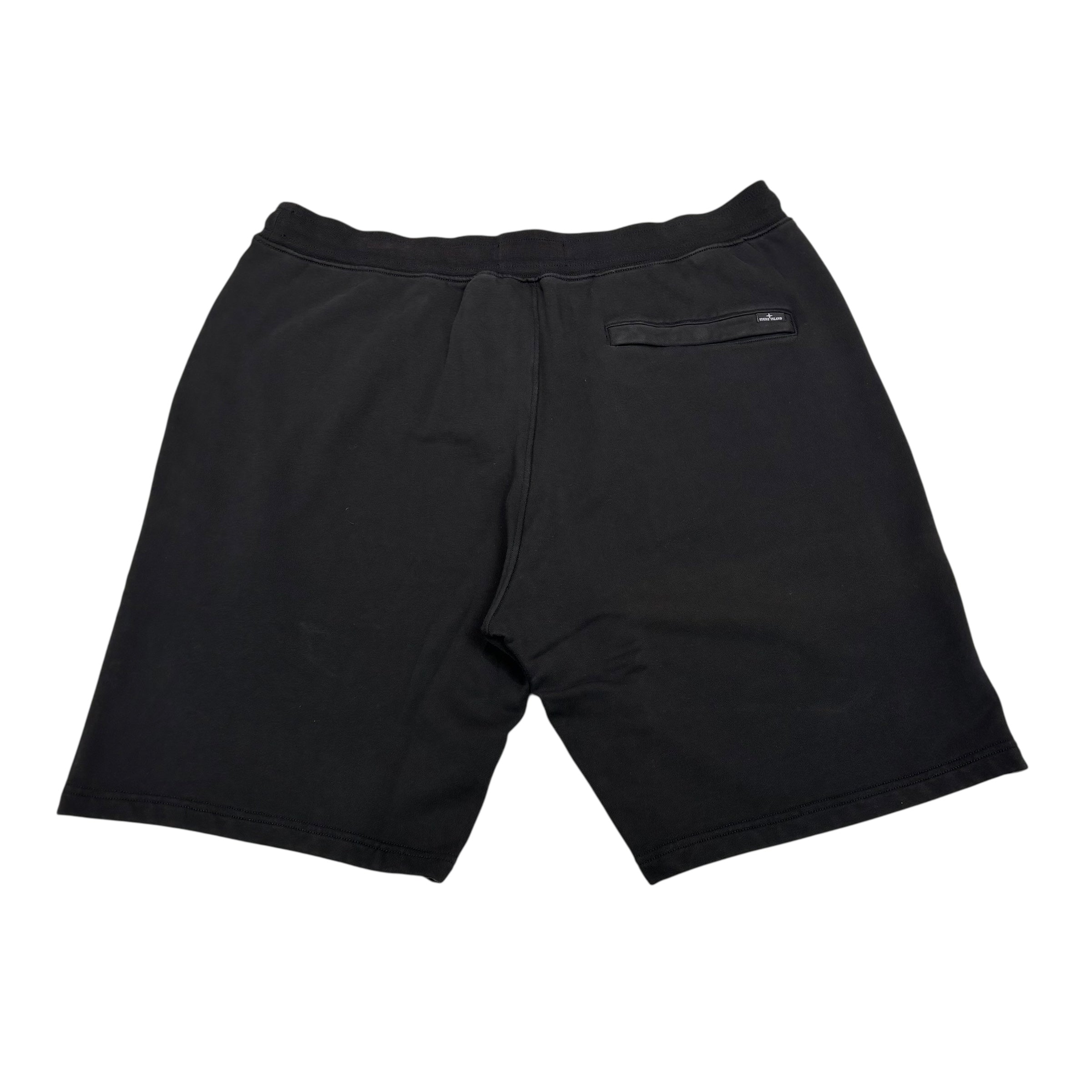 Stone Island Black Bermuda Red Detail Embroidery Cotton Shorts
