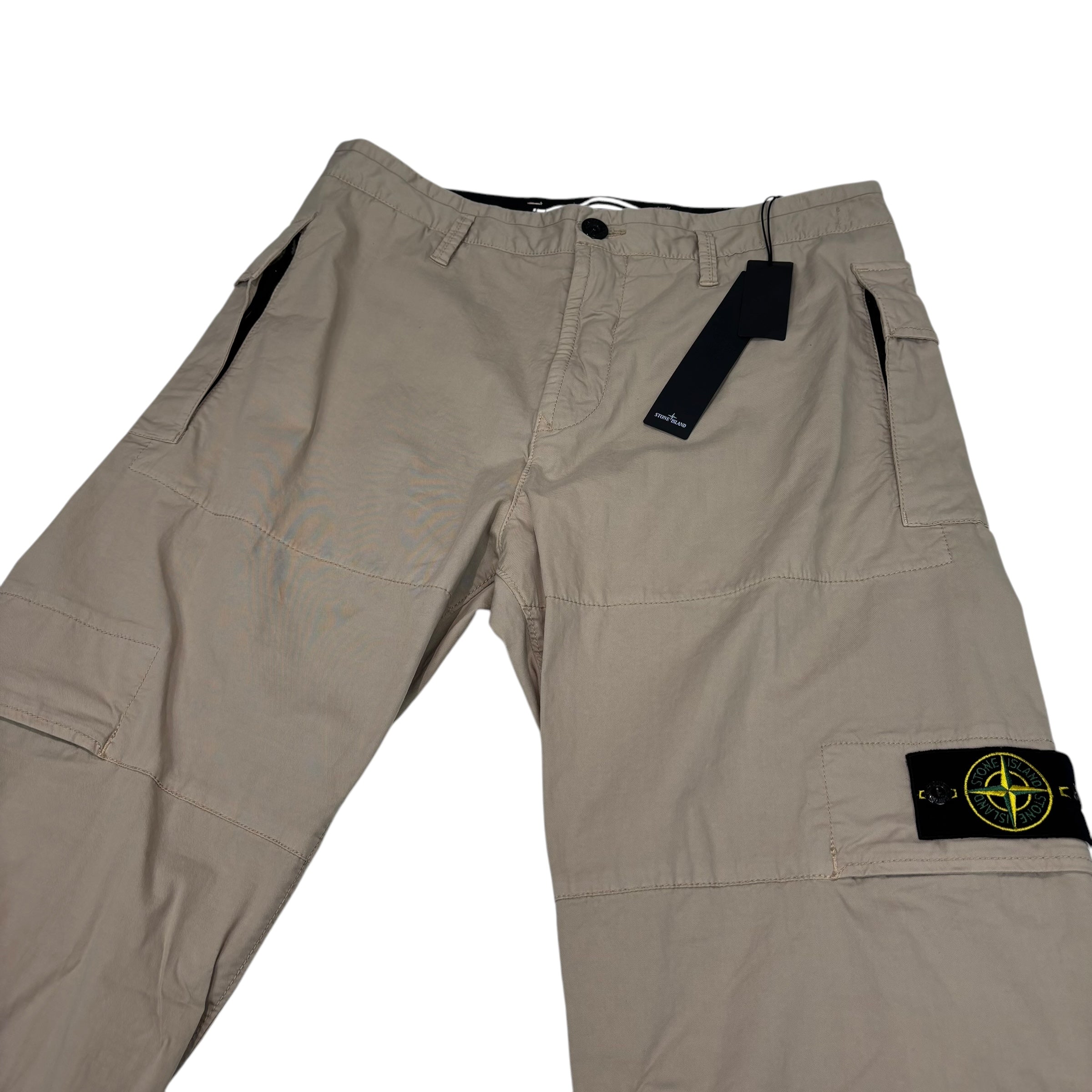 Stone Island Beige Compass-Patch Zip-Pocket Trousers