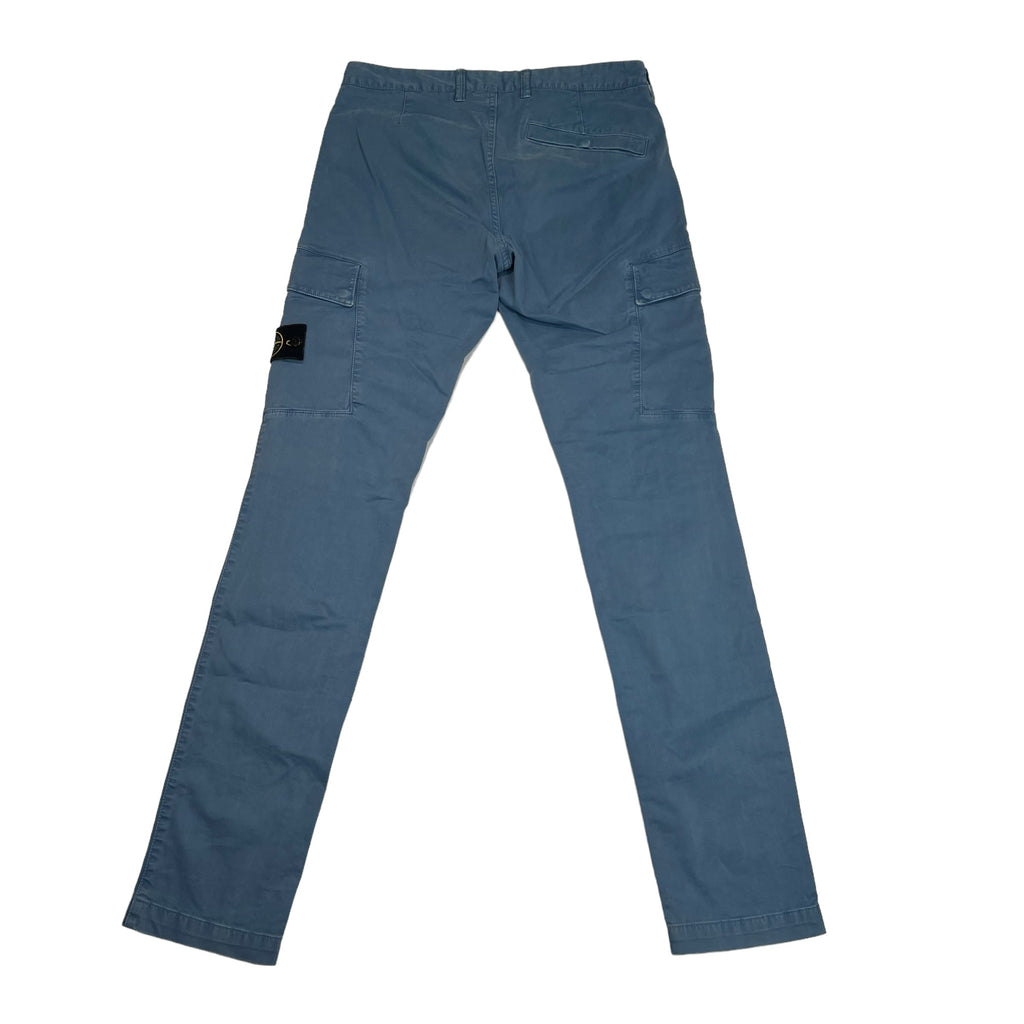 Stone Island Avio Blue Straight Leg Compass-Patch Cargo Trousers