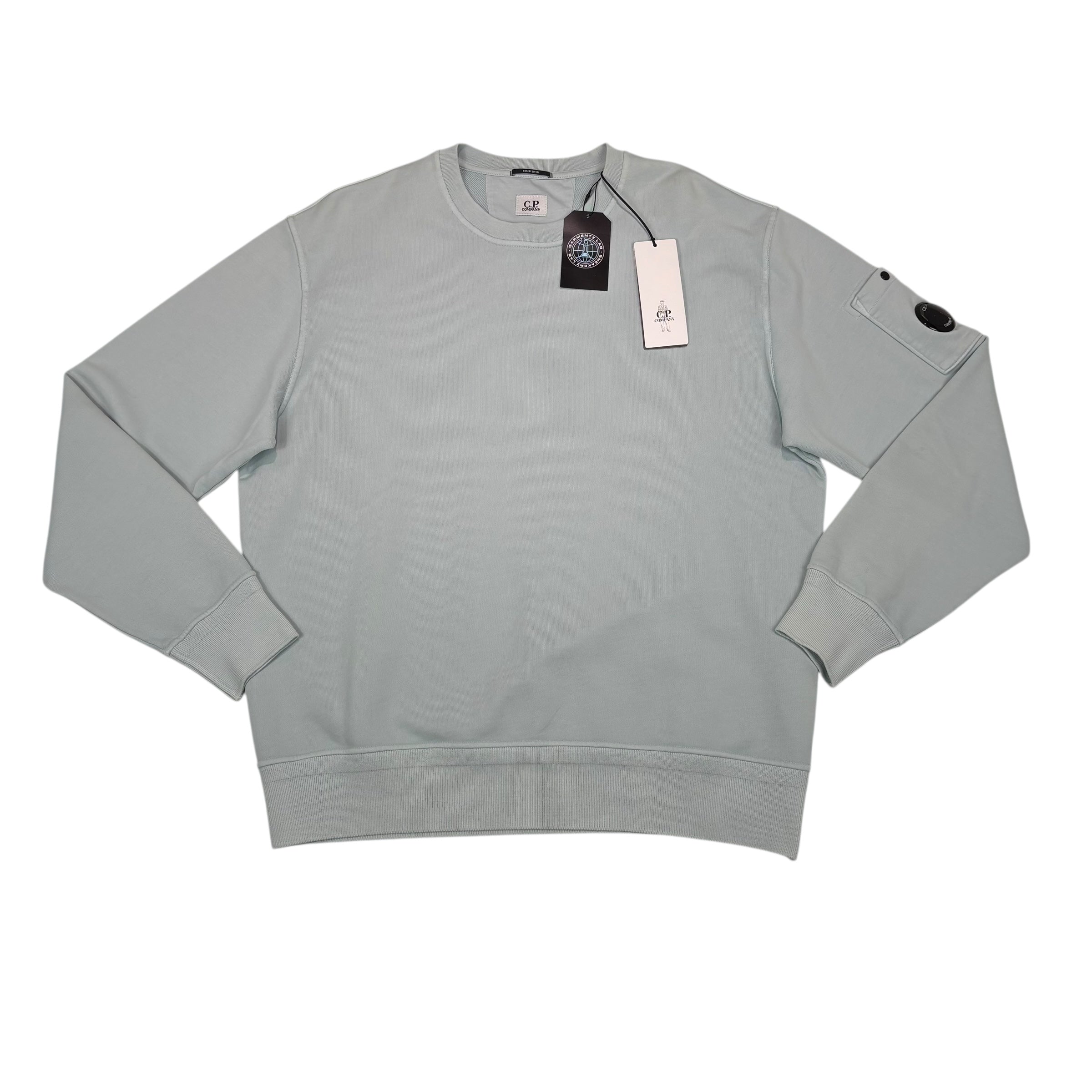 CP Company Light Blue Single Goggle Crewneck Jumper