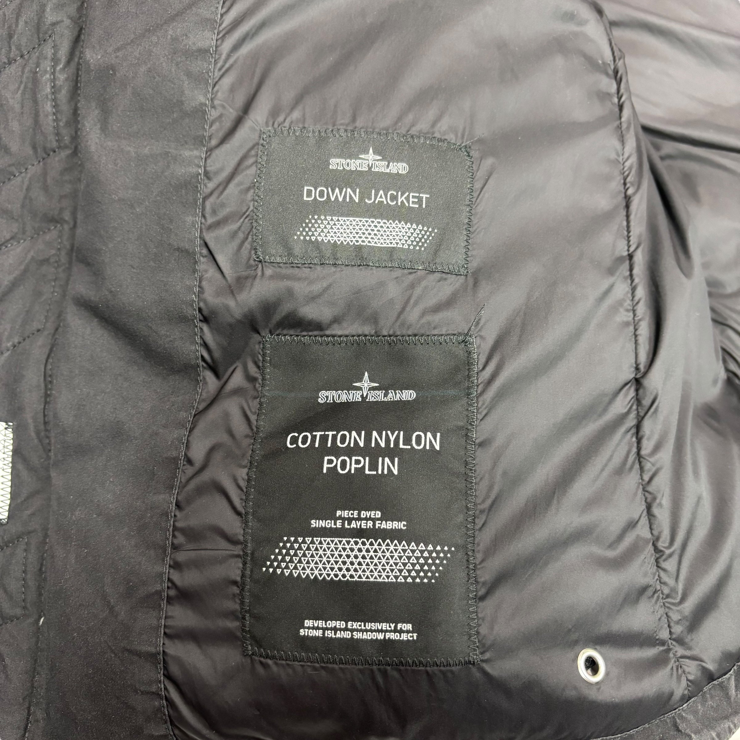 Stone Island Black Shadow Project  Compass-Patch with Removable Arms Cotton Nylon Poplin Down Jacket