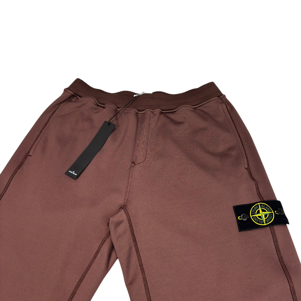 Stone Island Chestnut Brown Cotton Nylon Fleece Joggers