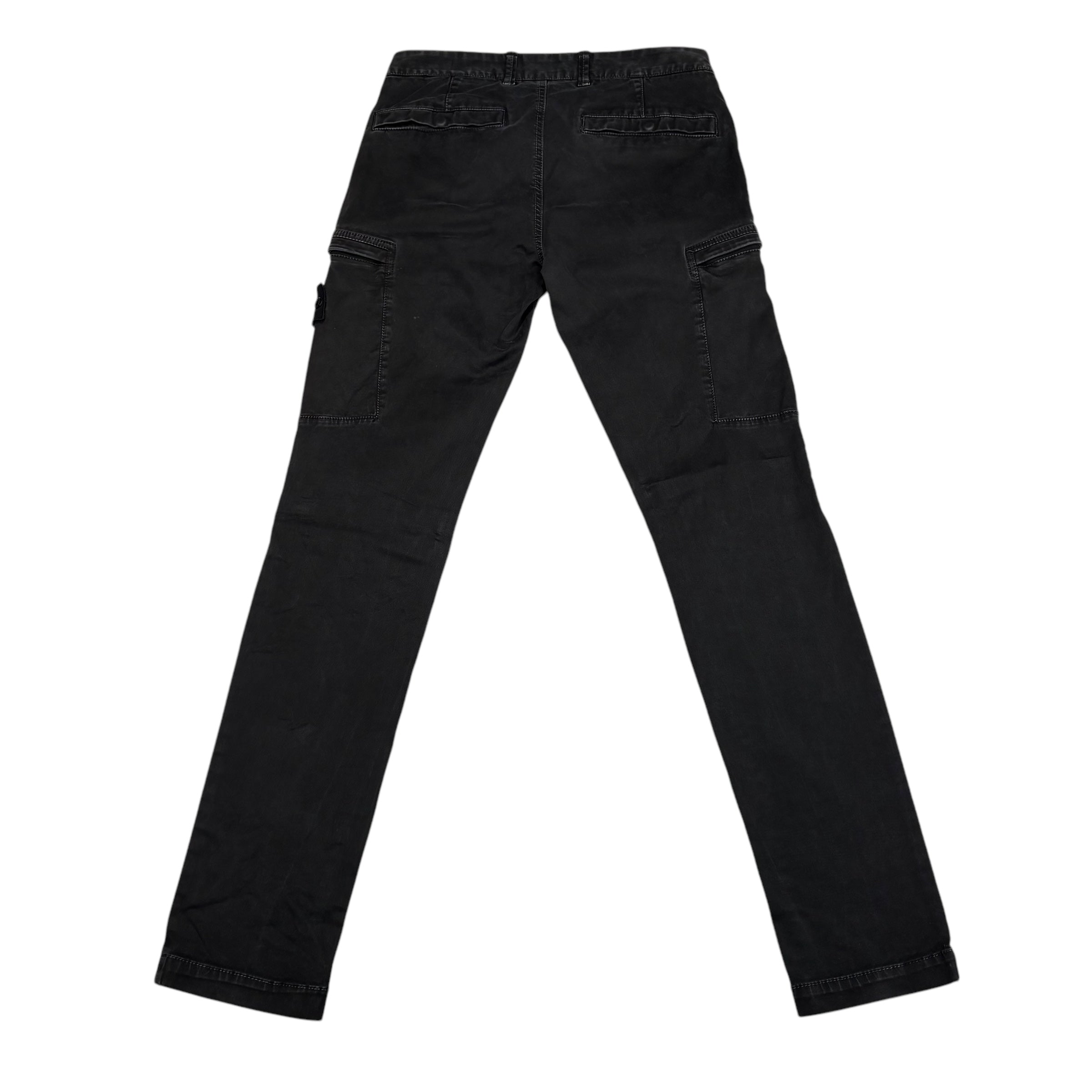 Stone Island Black Compass-Patch Cotton Cargo Trousers