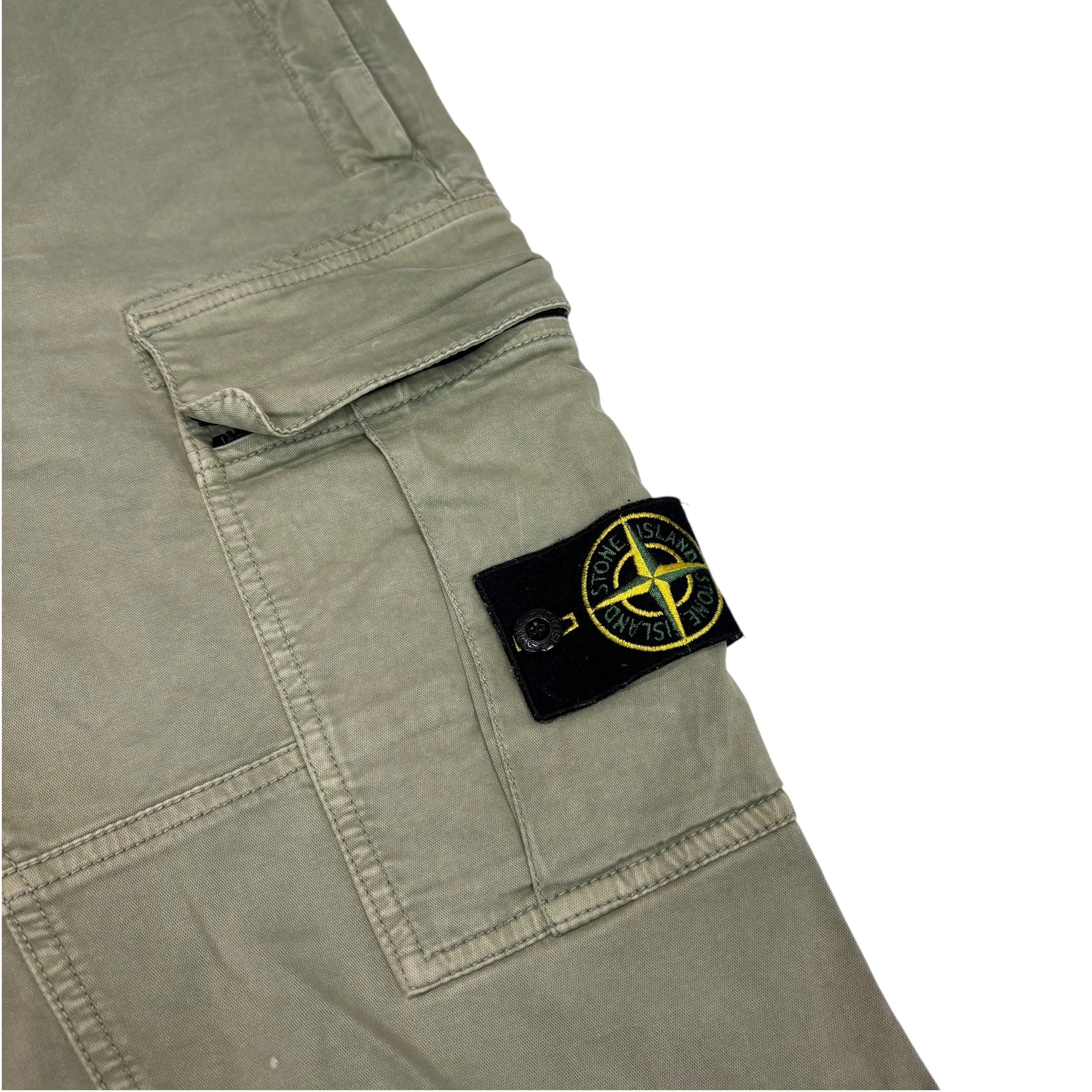 Stone Island Beige Zip-Pockets Brushed Cotton Compass-Patch Cargo Trousers