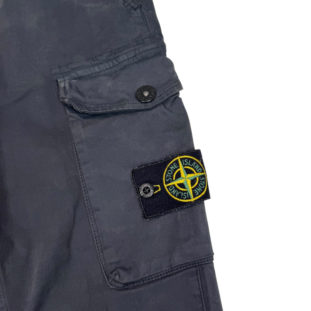 Stone Island Black Compass-Patch Brushed Cotton Cargo Trousers
