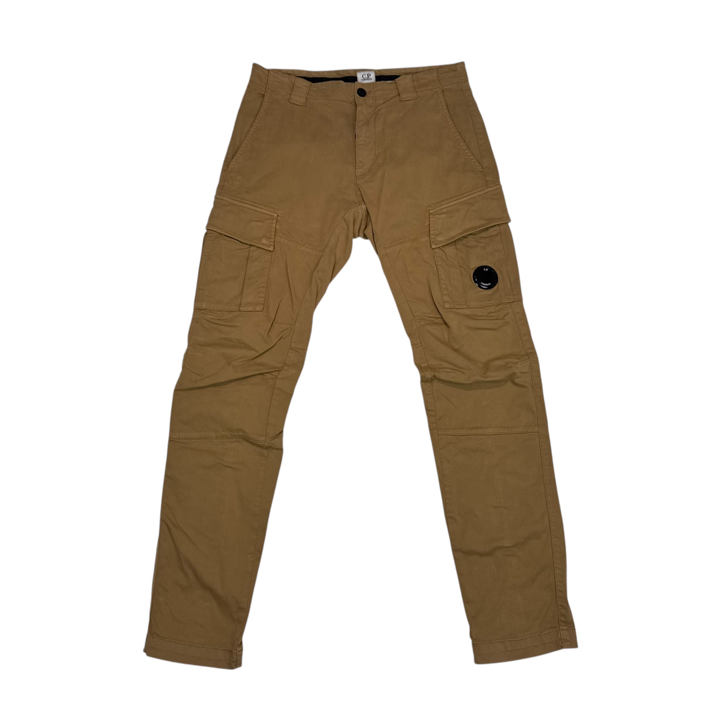CP Company Caramel Brown Single Goggle Brushed Cotton Cargo Trousers