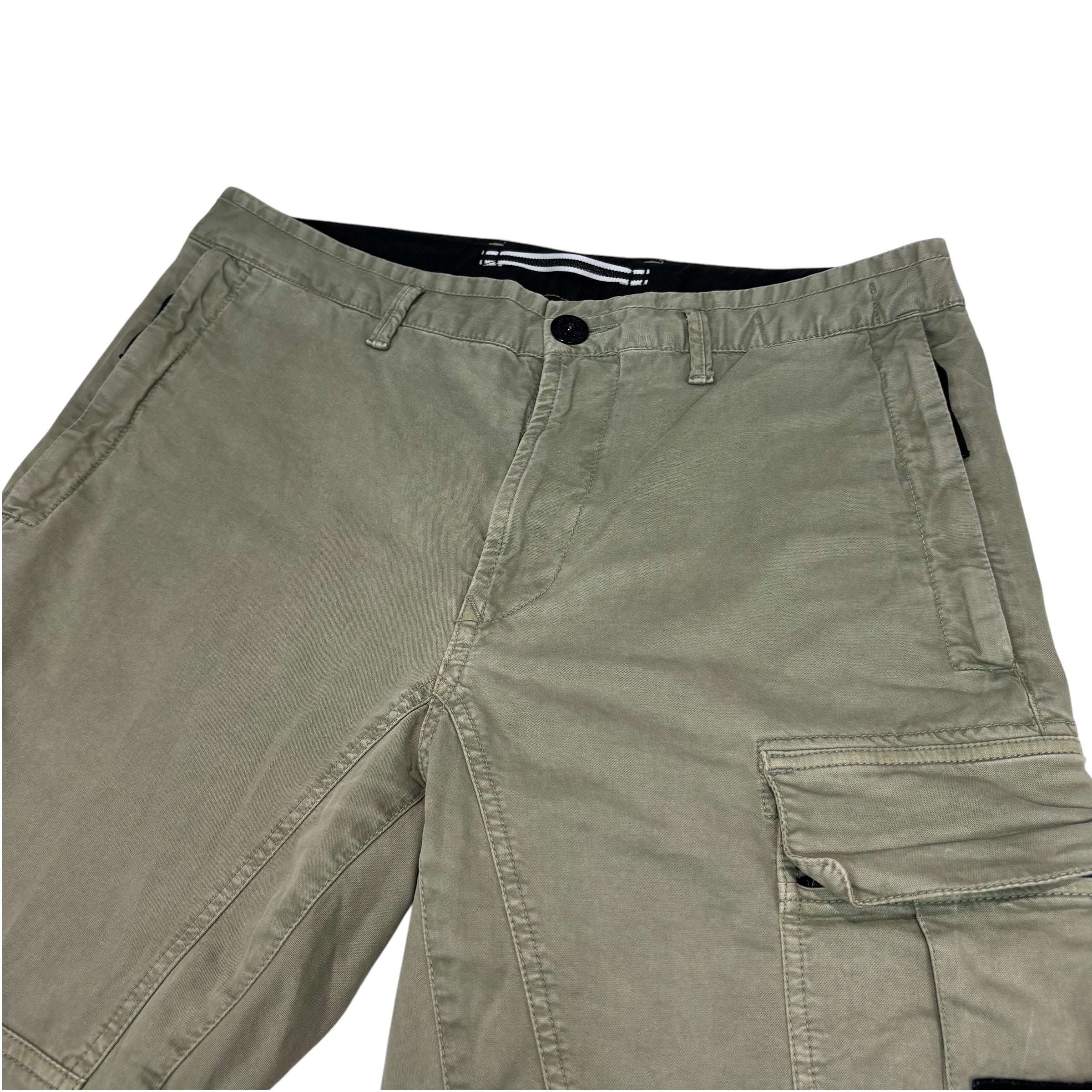 Stone Island Beige Zip-Pockets Brushed Cotton Compass-Patch Cargo Trousers