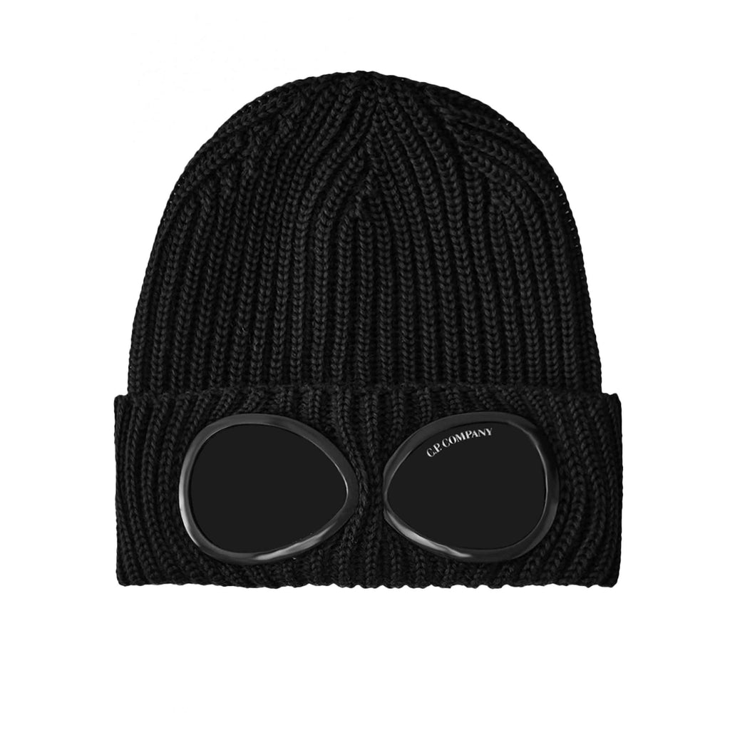 C.P. Company Cotton Goggle Beanie in Black