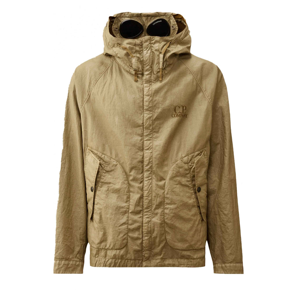 C.P. Company Lino Wax Goggle Jacket in Tree House- Beige