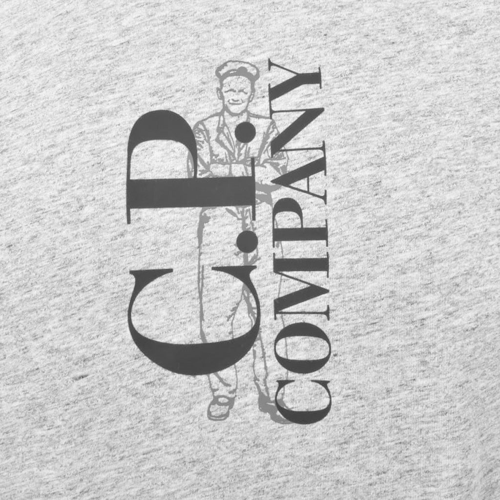 C.P. Company 30/1 Jersey Vertical Logo T-Shirt in Grey Melange