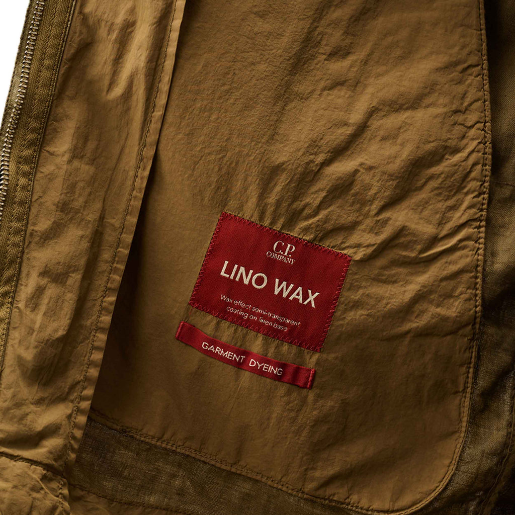 C.P. Company Lino Wax Goggle Jacket in Tree House- Beige