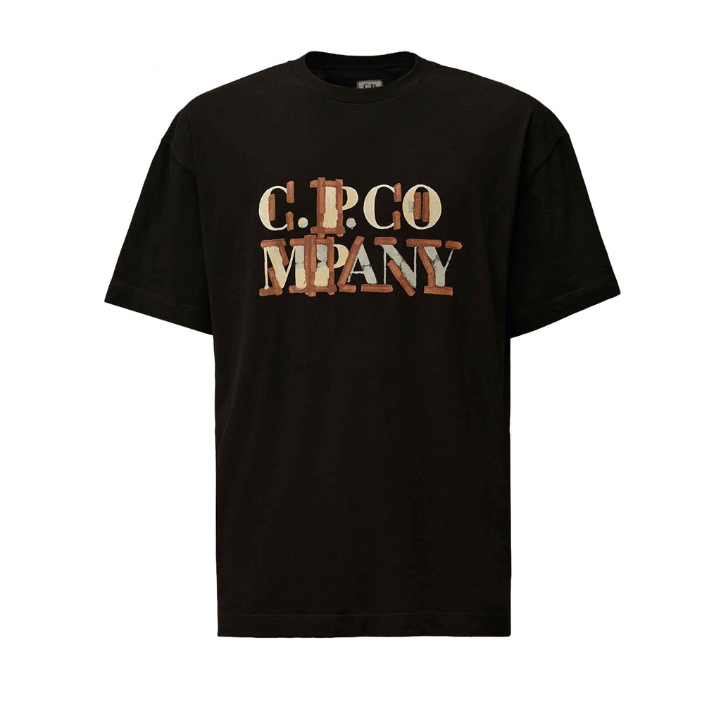 C.P. Company Jersey Blurred Logo T-shirt in Black