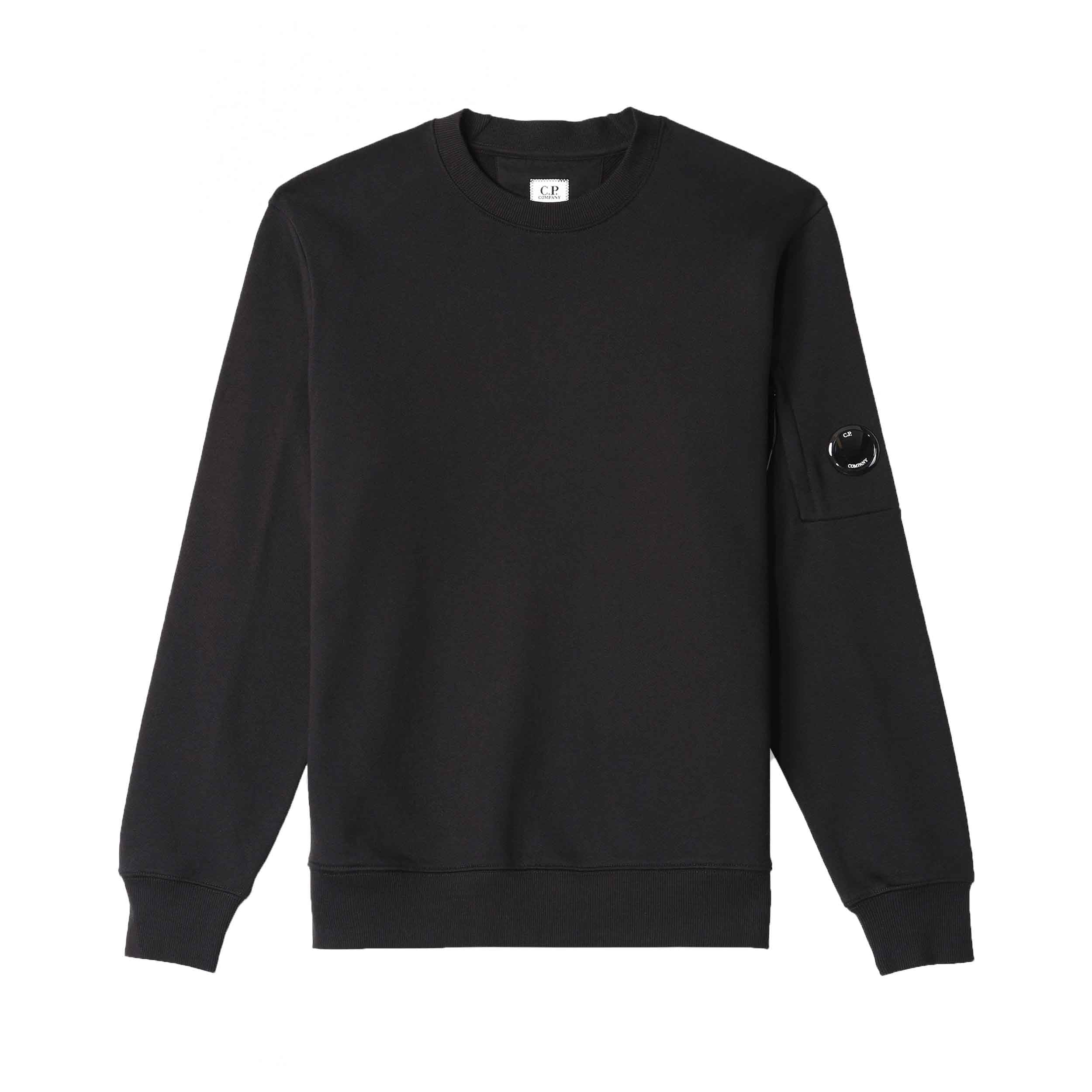 C.P. Company Diagonal Raised Fleece Crewneck Sweatshirt in Black