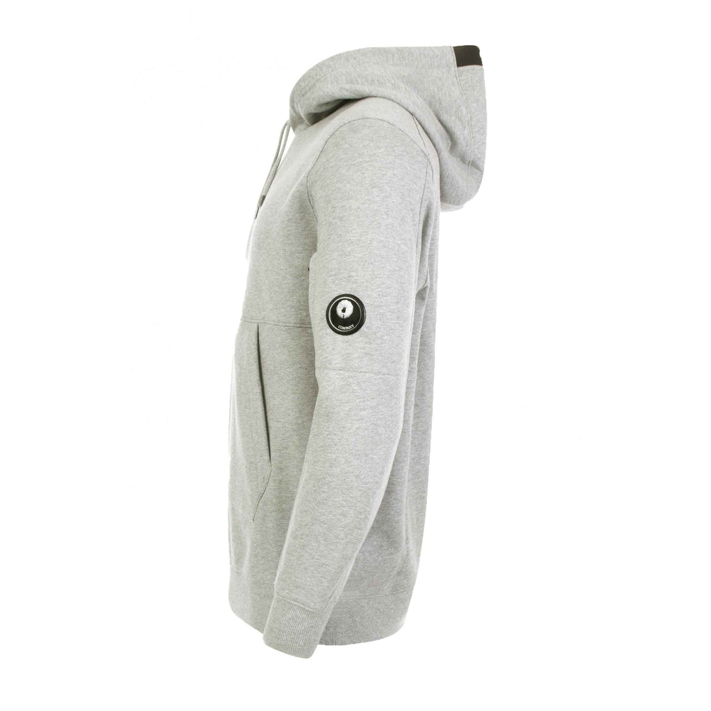 C.P. Company Diagonal Raised Fleece Lens Hooded Sweatshirt in Greystone Melange
