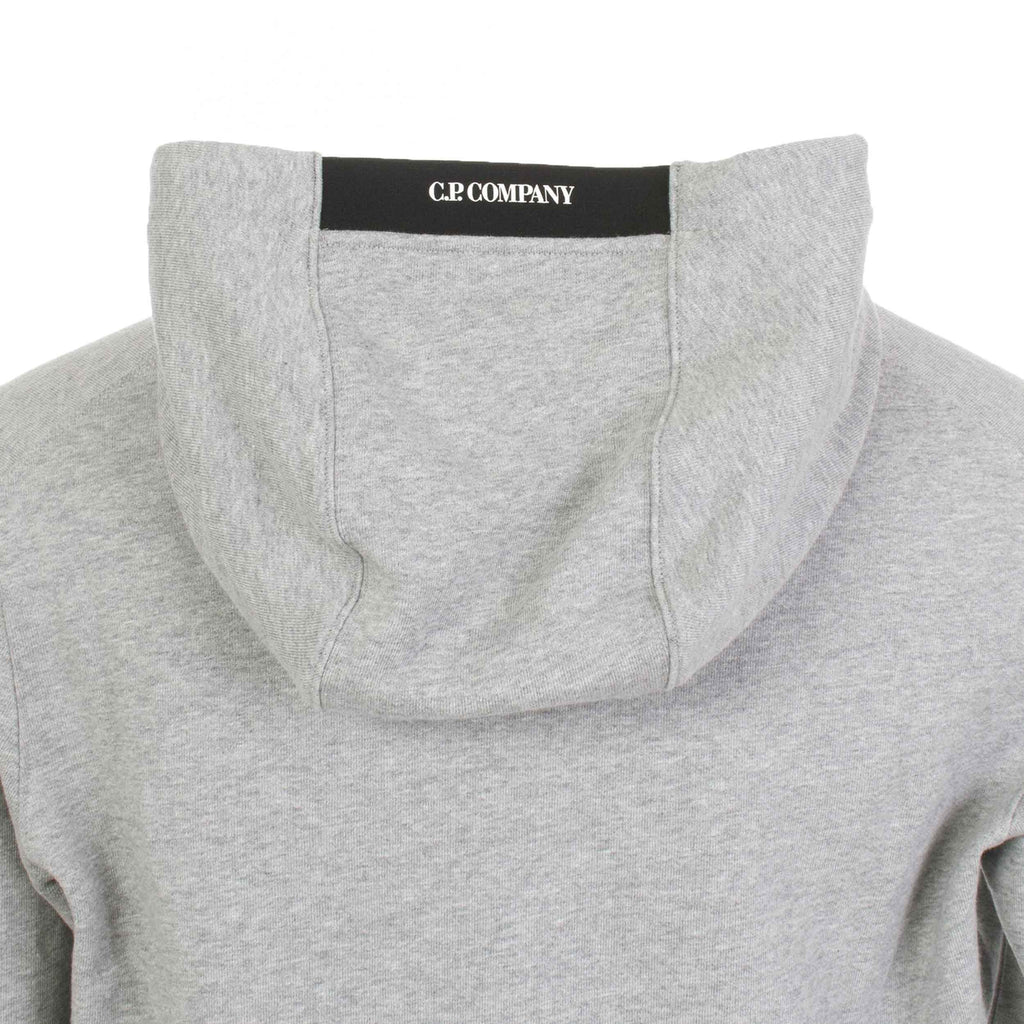 C.P. Company Diagonal Raised Fleece Lens Hooded Sweatshirt in Greystone Melange