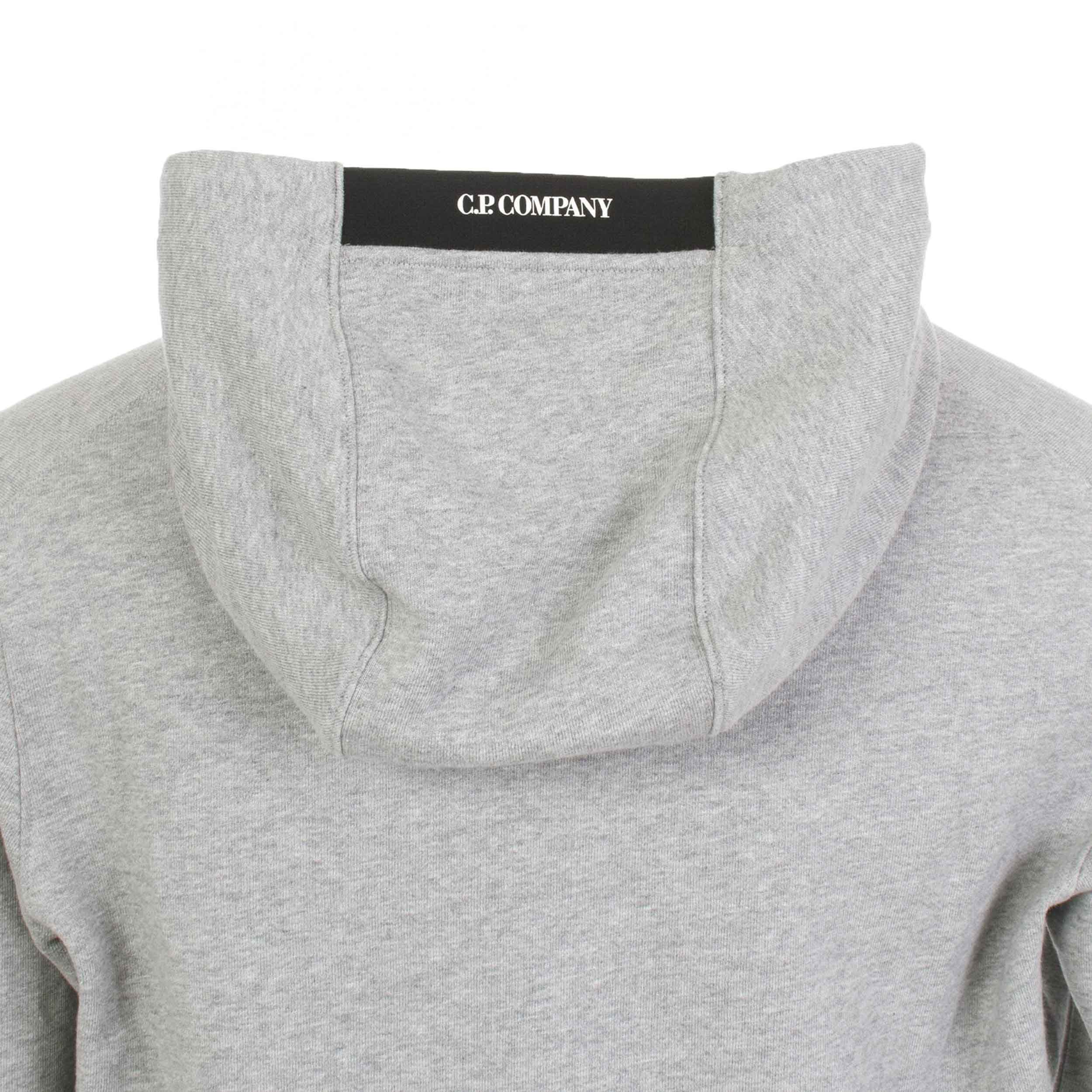 C.P. Company Diagonal Raised Fleece Lens Hooded Sweatshirt in Greystone Melange