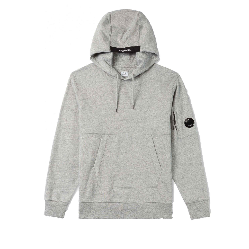 C.P. Company Diagonal Raised Fleece Lens Hooded Sweatshirt in Greystone Melange
