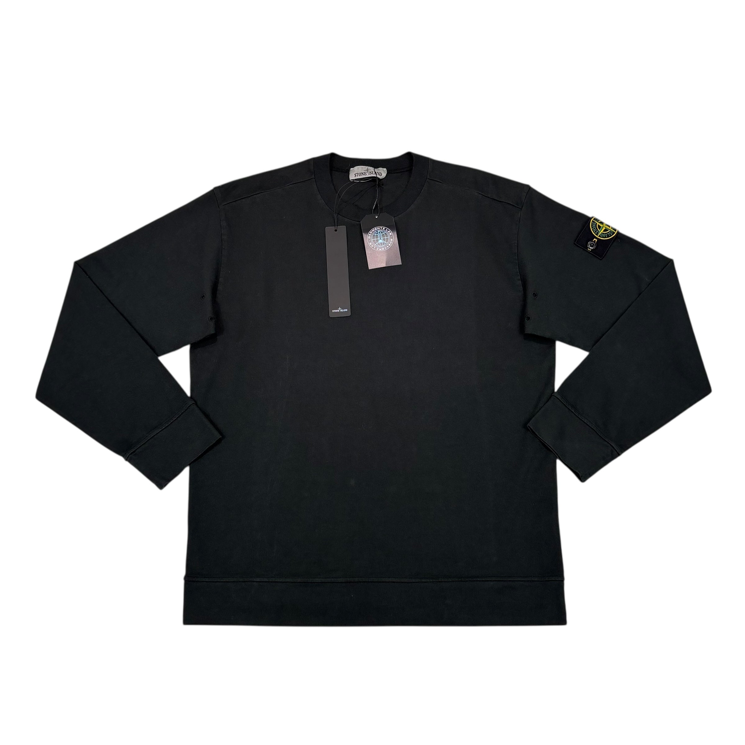 Stone Island Black Compass-Patch Crewneck Jumper