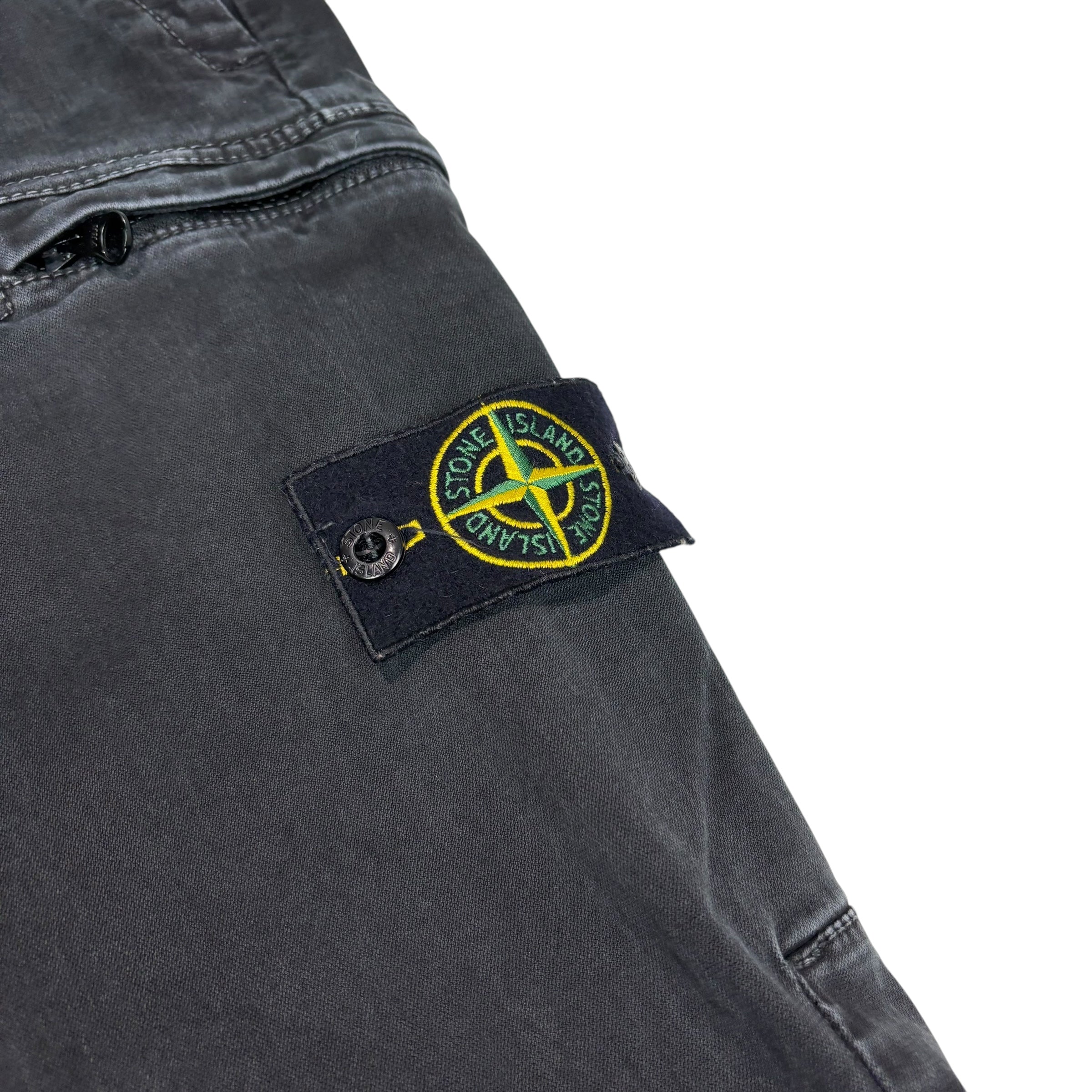 Stone Island Black Compass-Patch Cotton Cargo Trousers