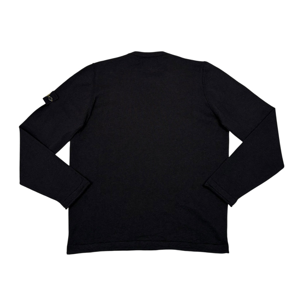 Stone Island Black Cotton Compass-Patch Crewneck Jumper