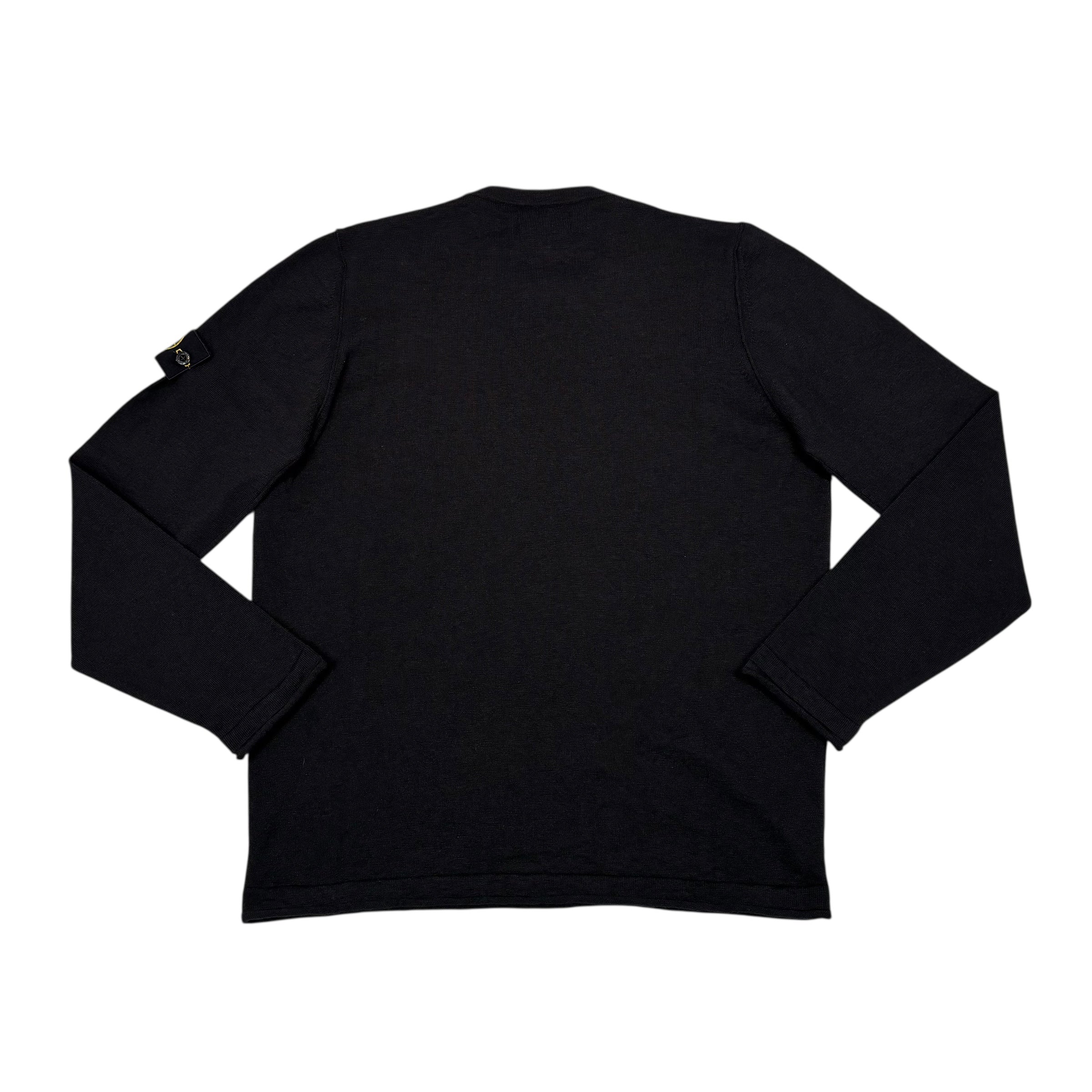 Stone Island Black Cotton Compass-Patch Crewneck Jumper