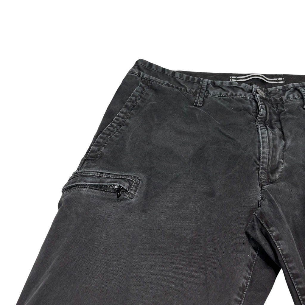 Stone Island Black Compass-Patch Cotton Cargo Trousers