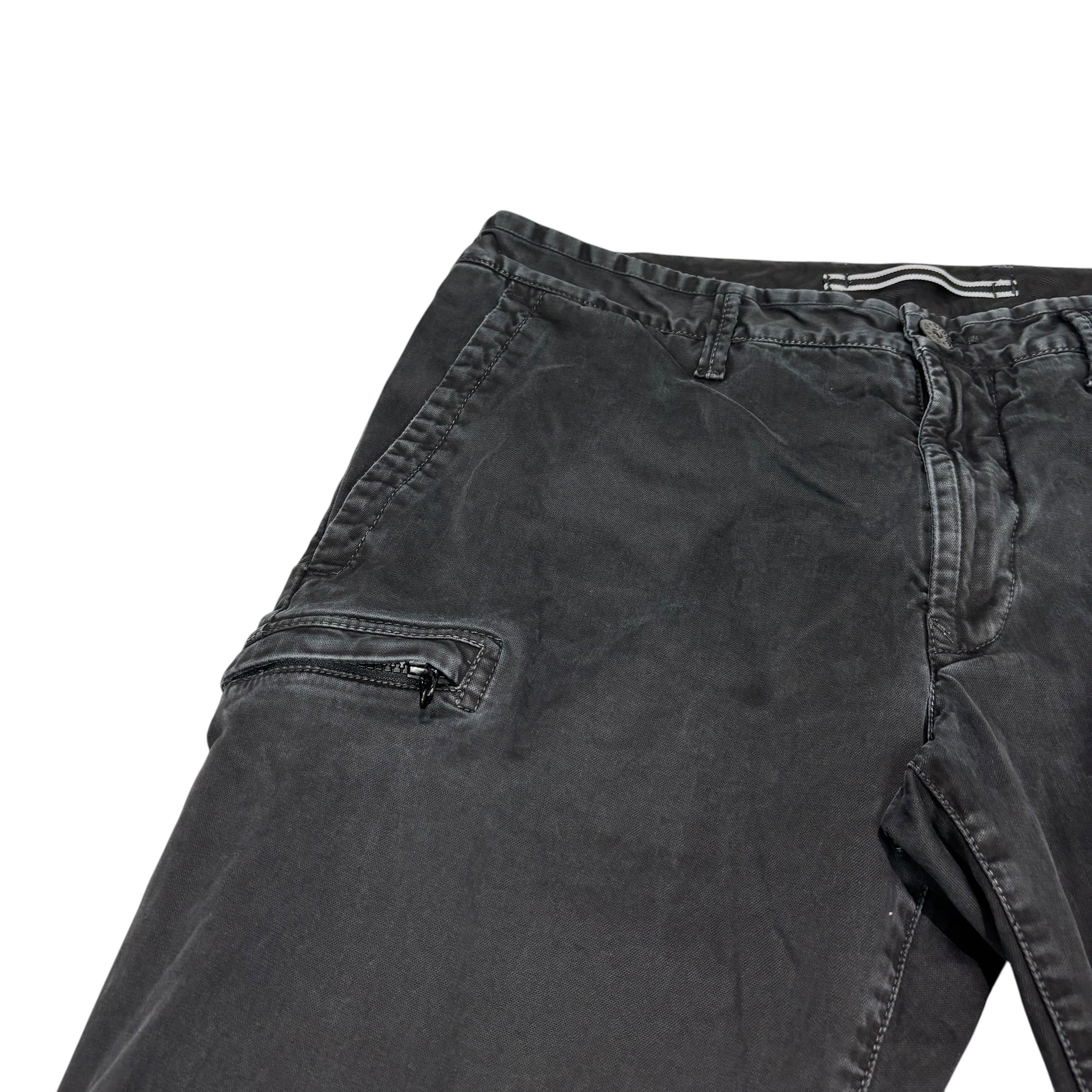 Stone Island Black Compass-Patch Cotton Cargo Trousers