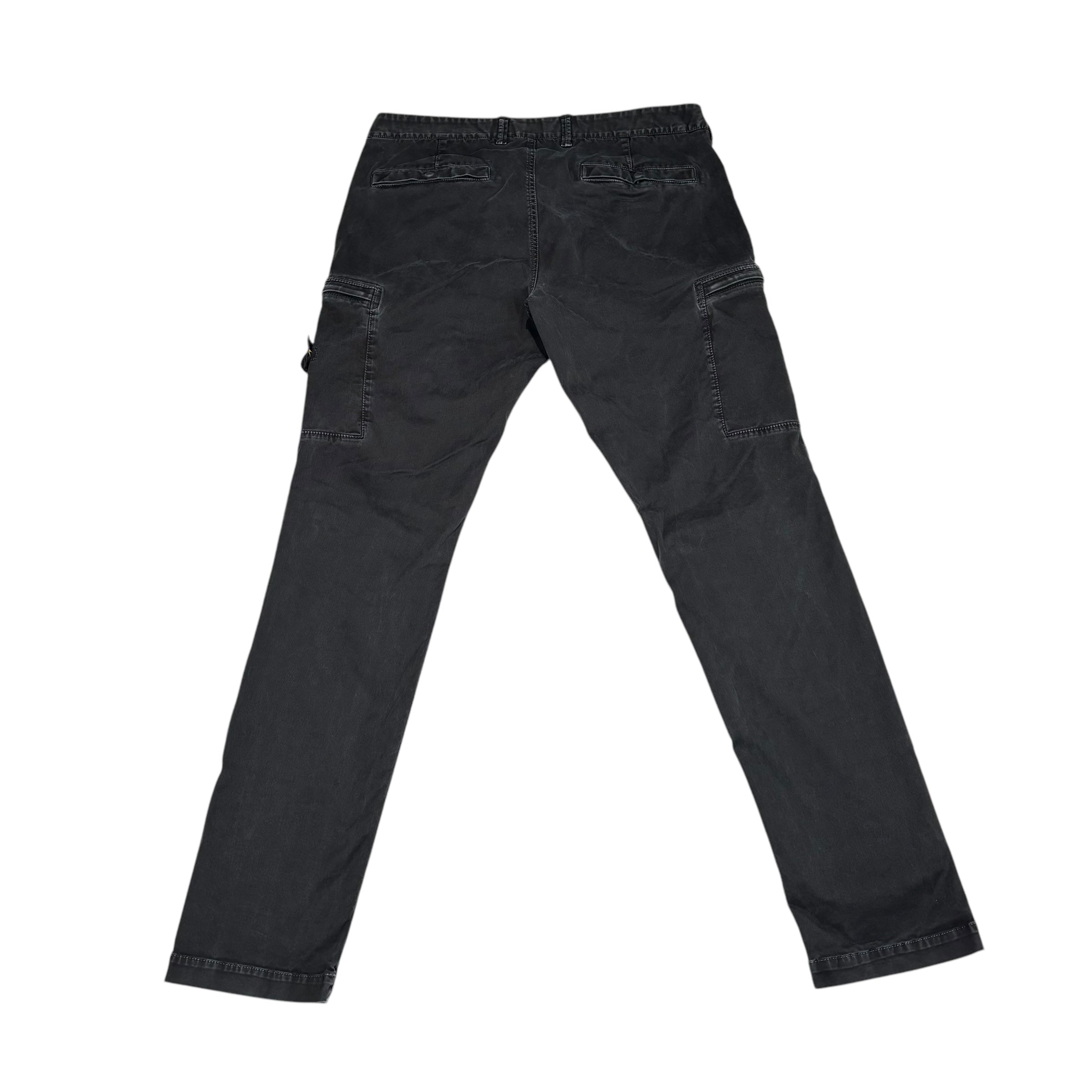 Stone Island Black Compass-Patch Cotton Cargo Trousers