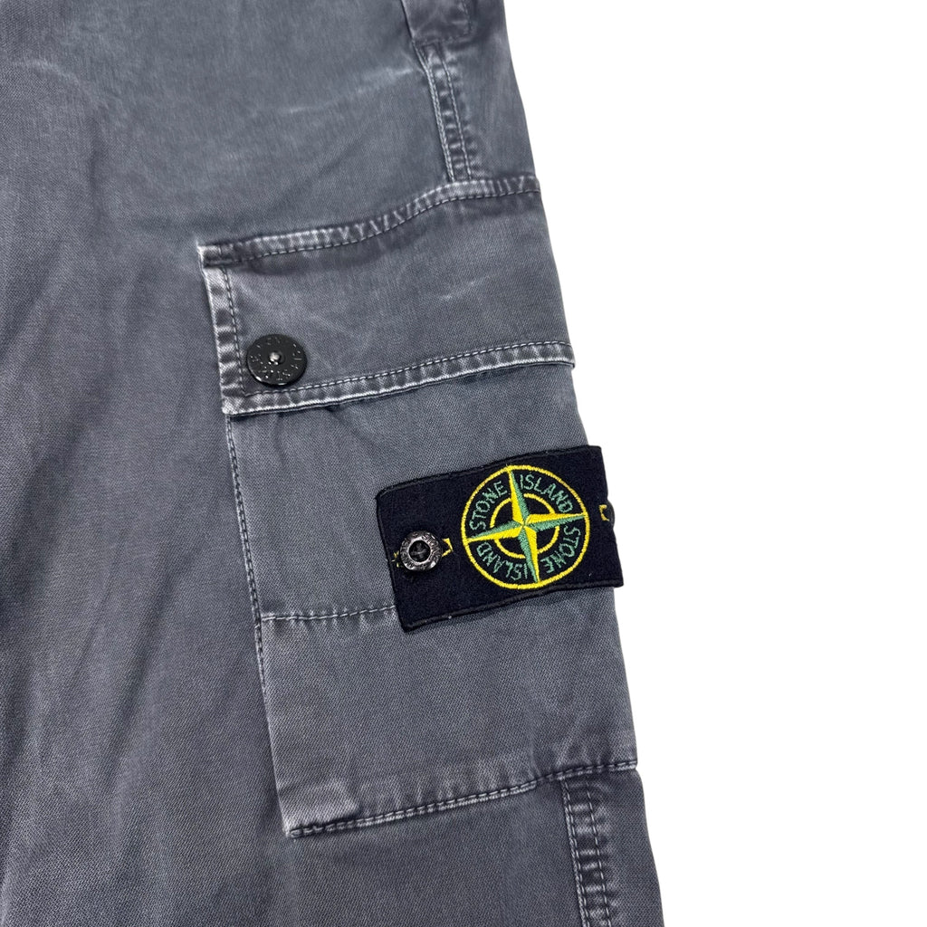 Stone Island Grey Compass-Patch Brushed Cotton Cargo Trousers