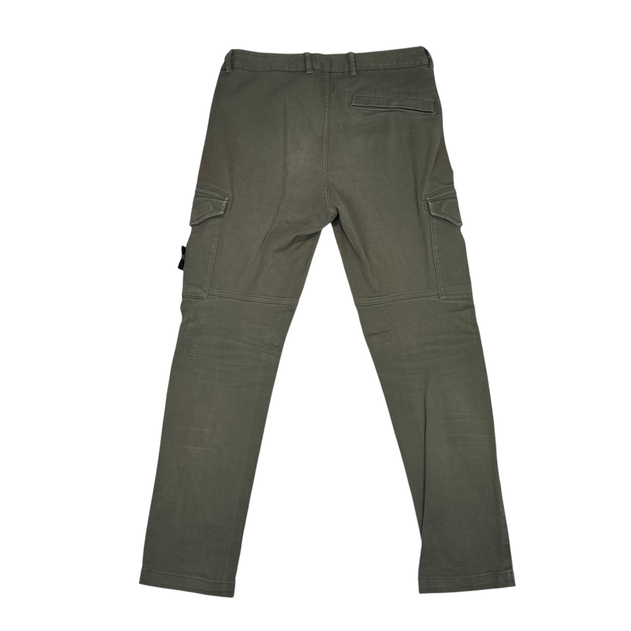 Stone Island Green Diagonal Cotton Compass-Patch Cargo Trousers