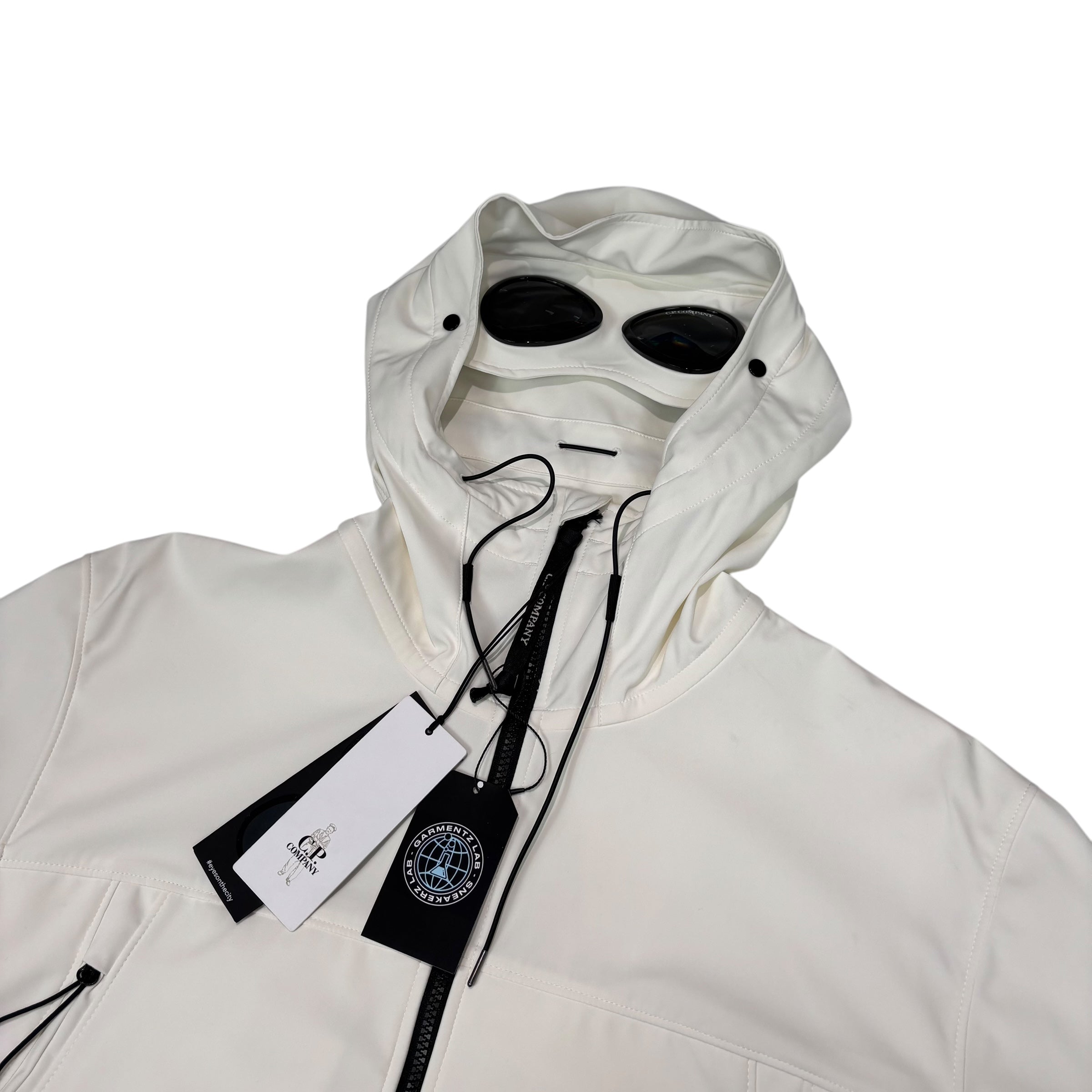 CP Company White Double Goggle Soft Shell Jacket