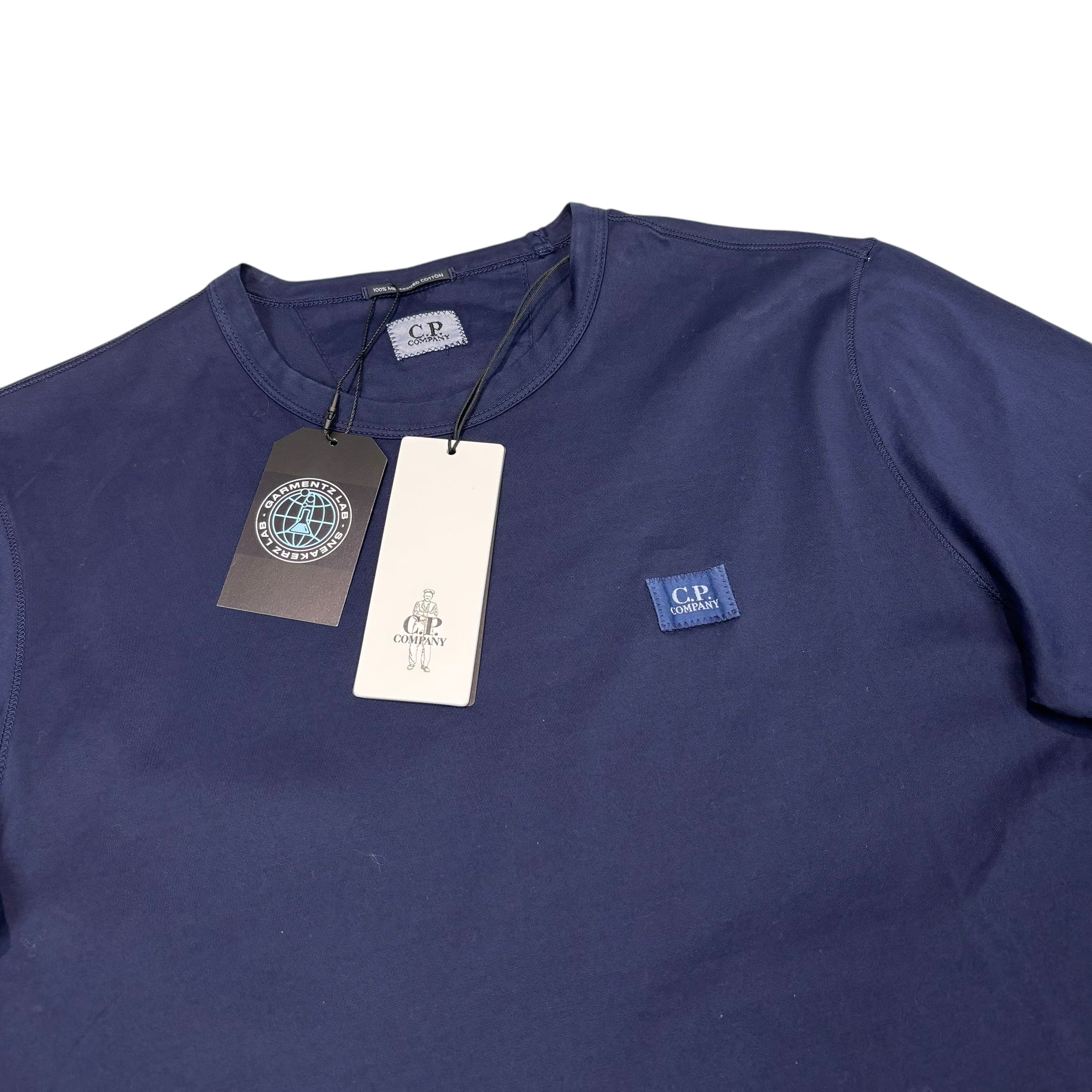CP Company Navy Blue Box Logo Embroidery Tshirt