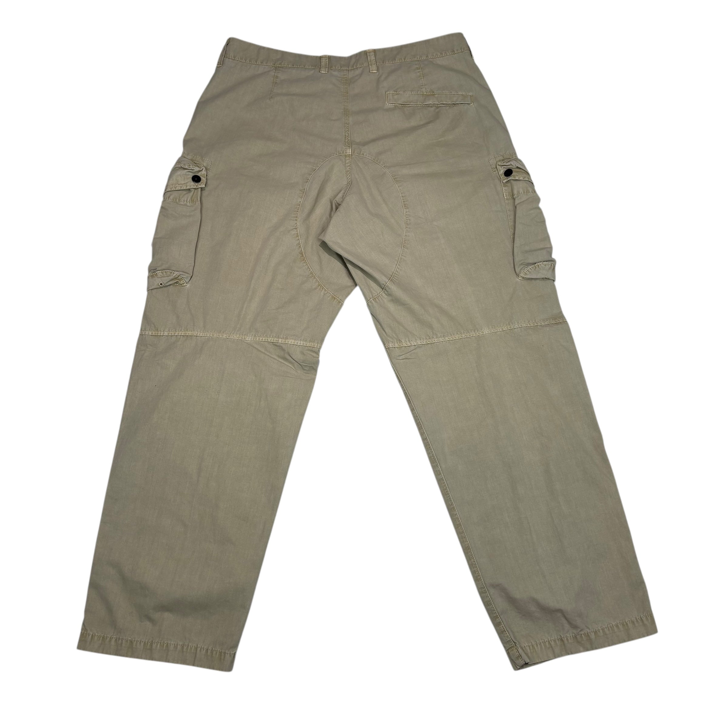Stone Island Cream Compass-Patch Brushed Cotton Cargo Trouser