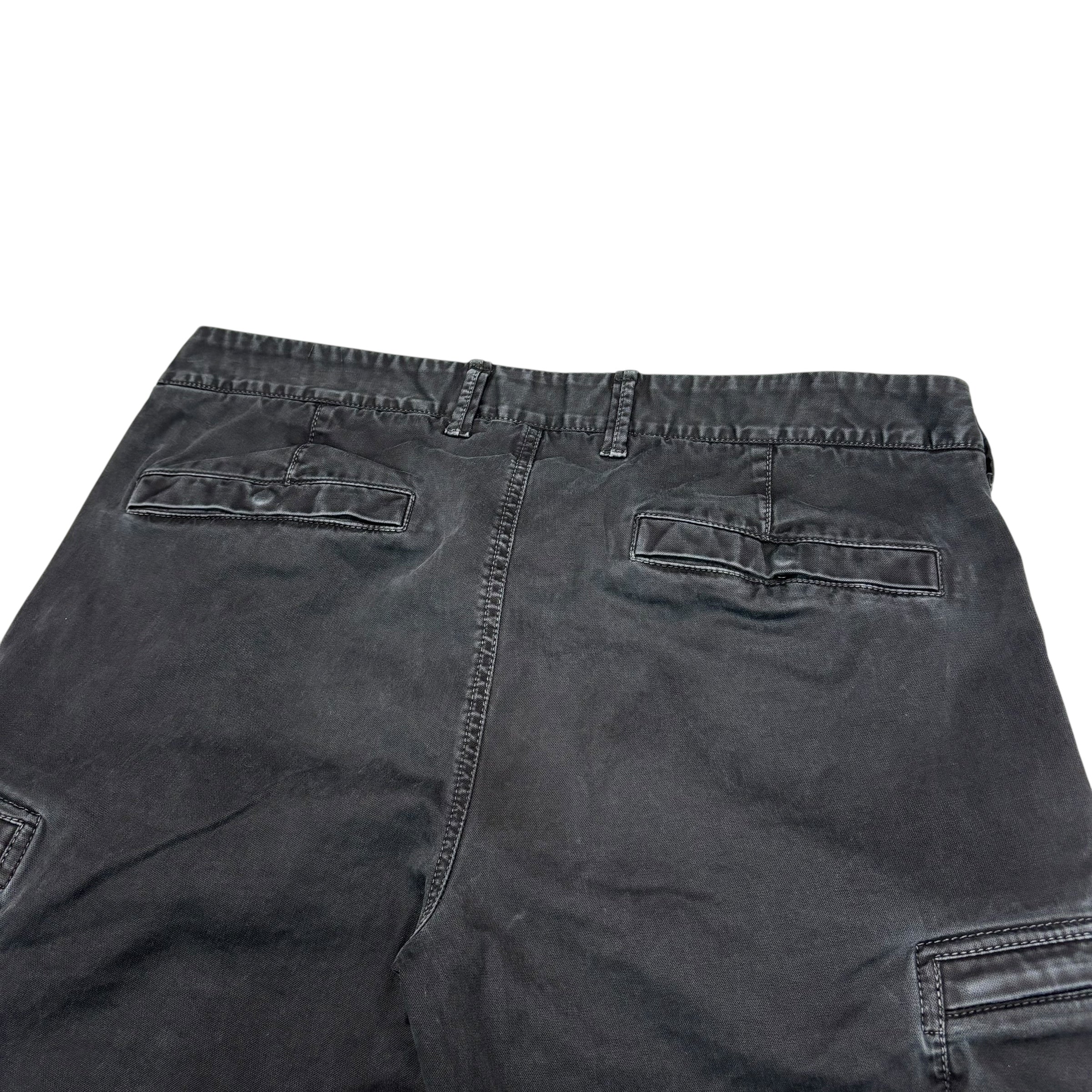 Stone Island Black Compass-Patch Cotton Cargo Trousers