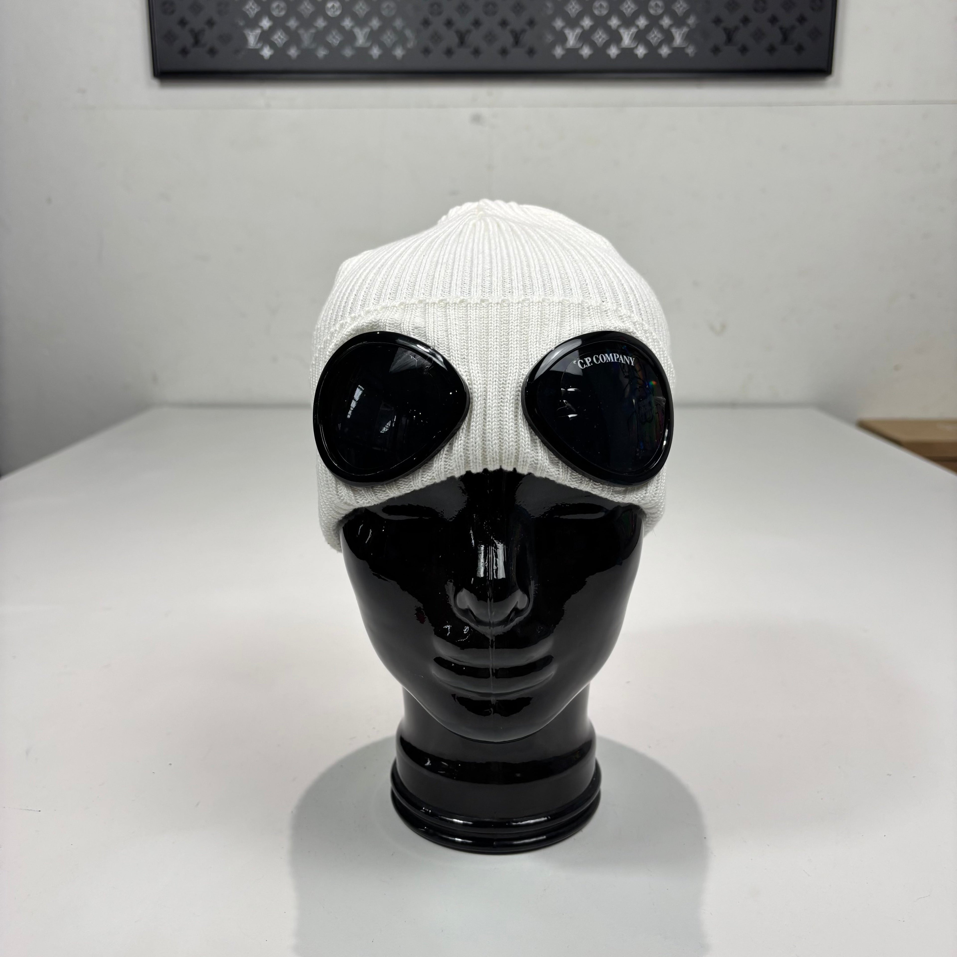 CP Company White Double Goggle lightweight Cotton Beanie